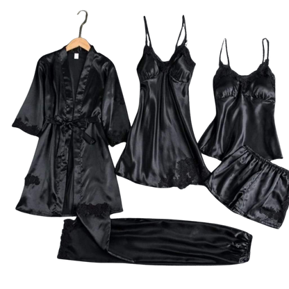 Royal Bridal Silk 5pcs Nightgown set
