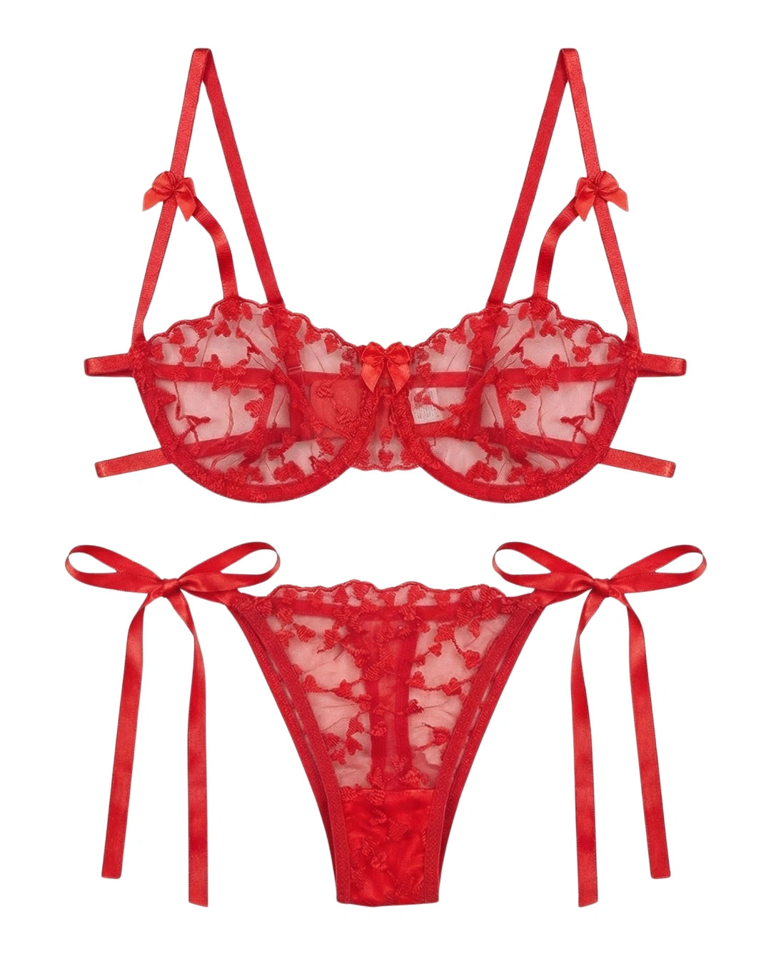 Non Padded Bra Set - Arvessa - Red