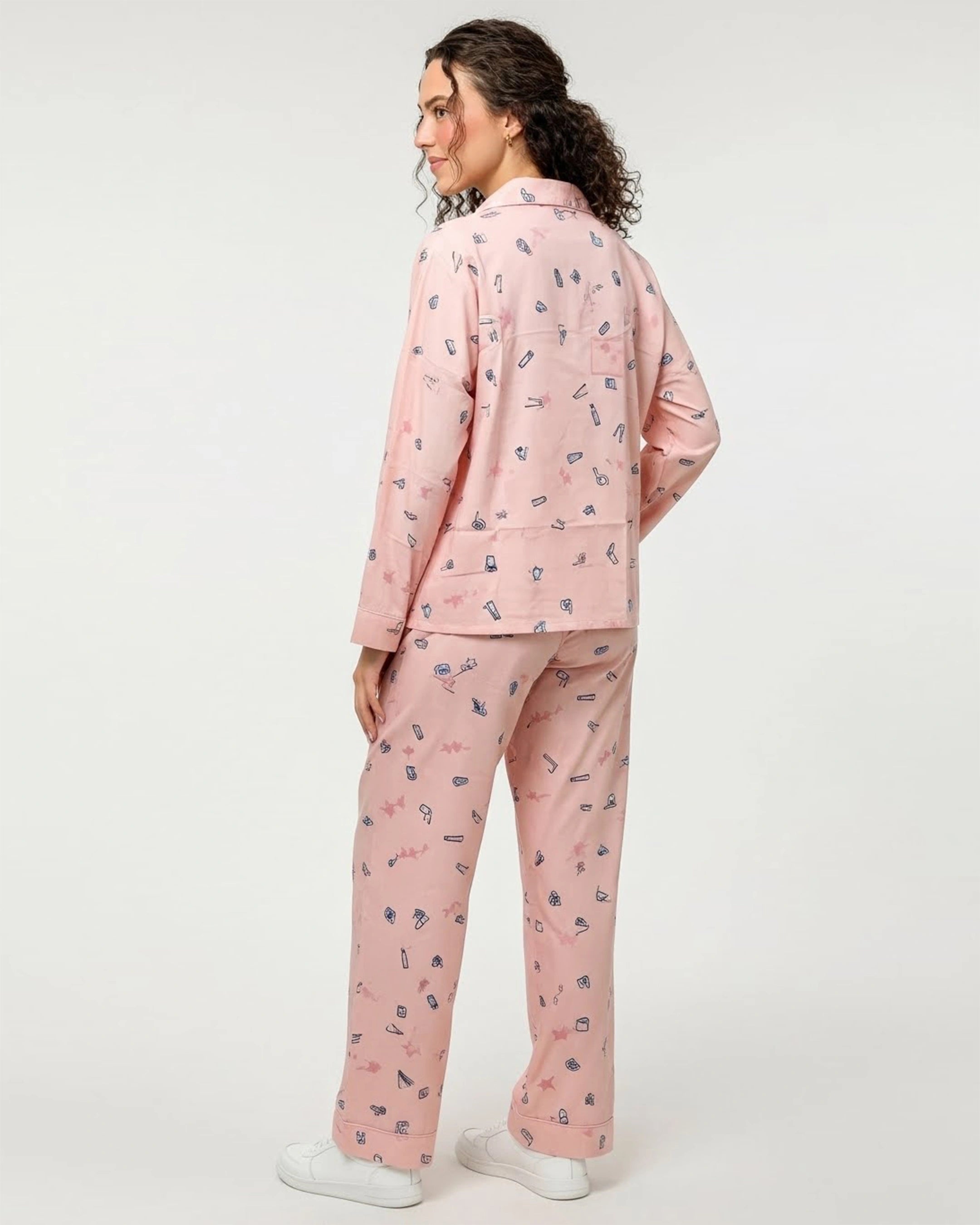 Linen Pajama Suit - Blush Charm