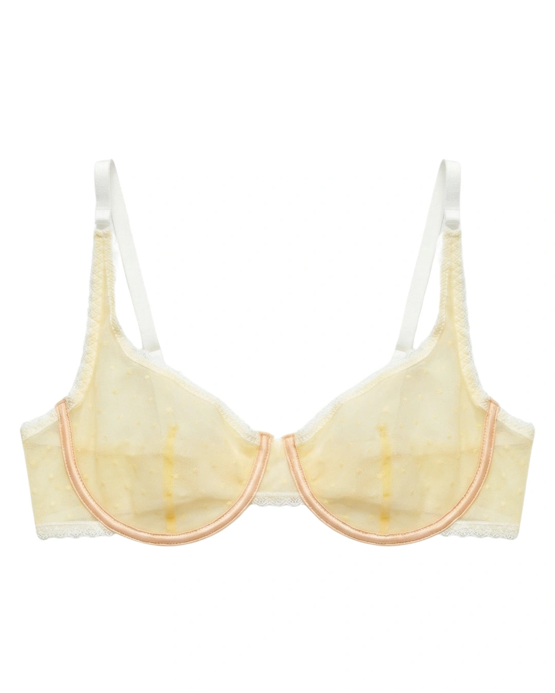 Non Padded Underwired Bra Set - Dot Mesh