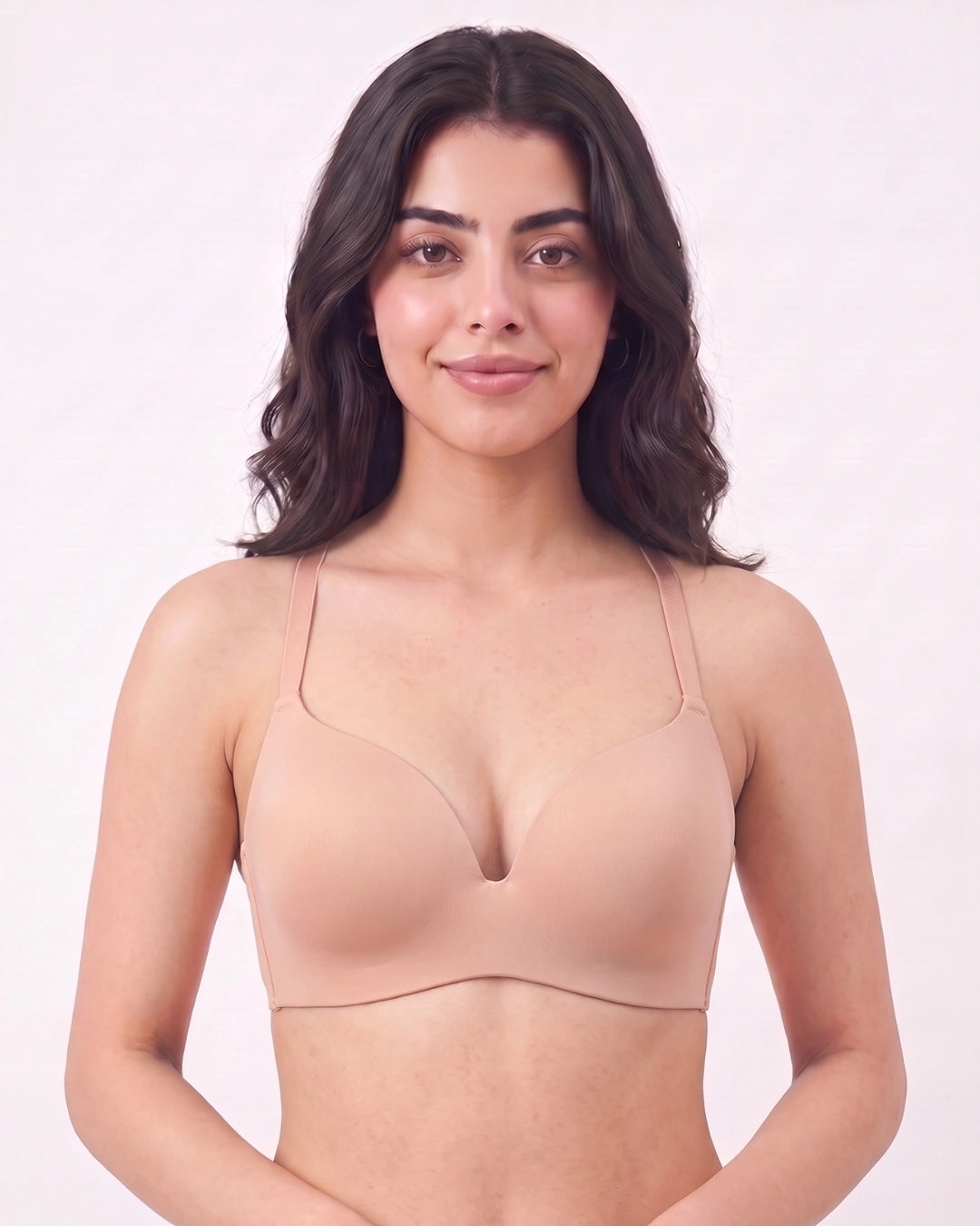 Seamless Non Wired Pushup T-Shirt Bra - Lisa - Peach