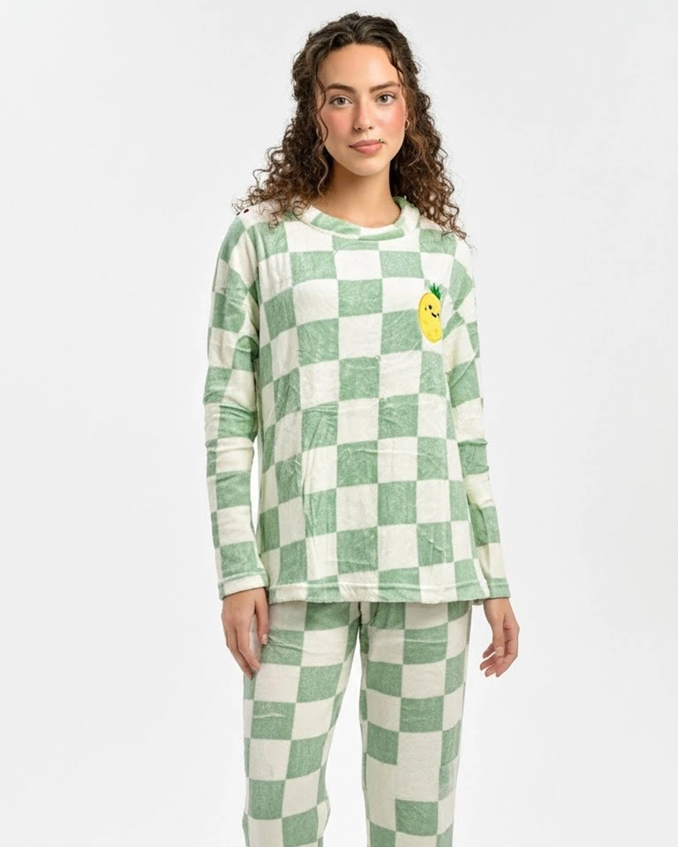 Fleece Pajama Suit - Mint Check