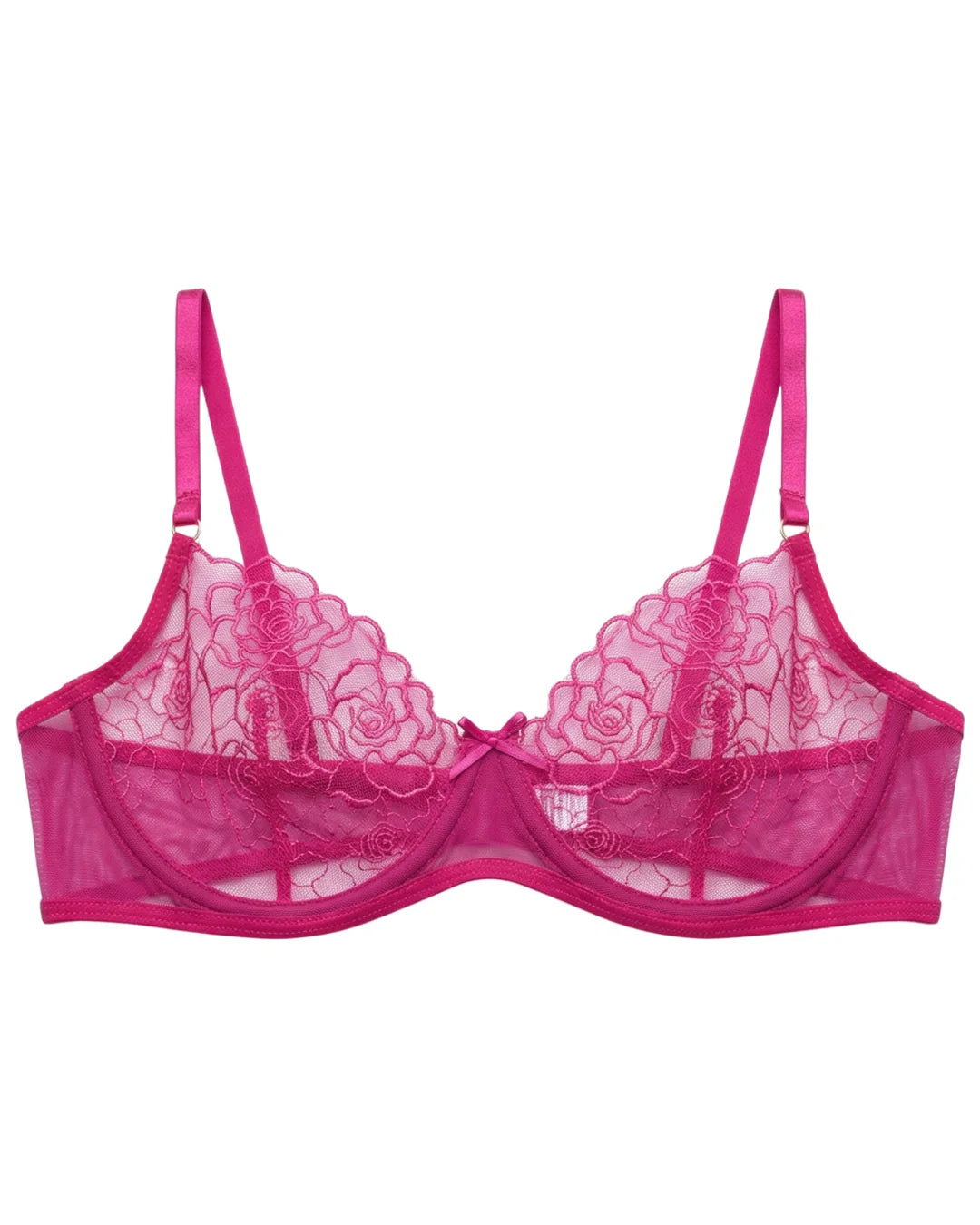 Non Padded Bra Set - Ivory Bloom - Pink