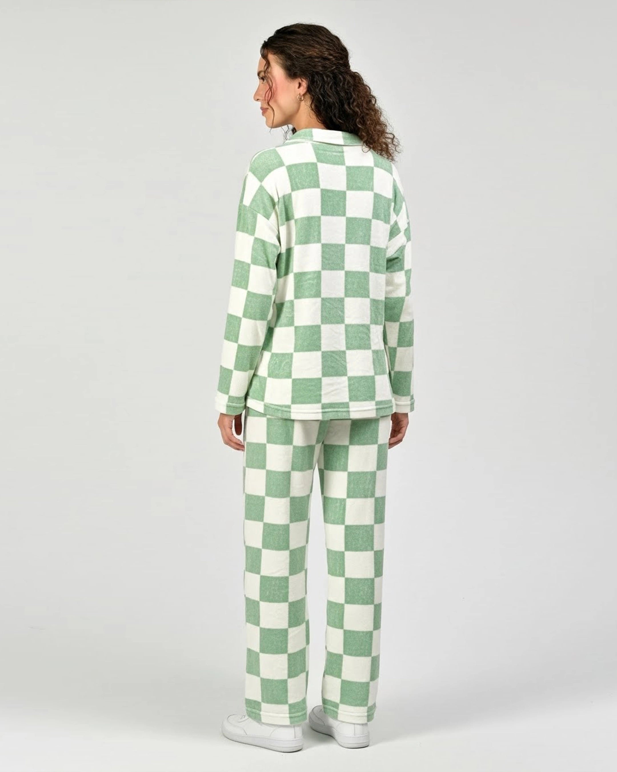 Fleece Pajama Suit - Mint Check