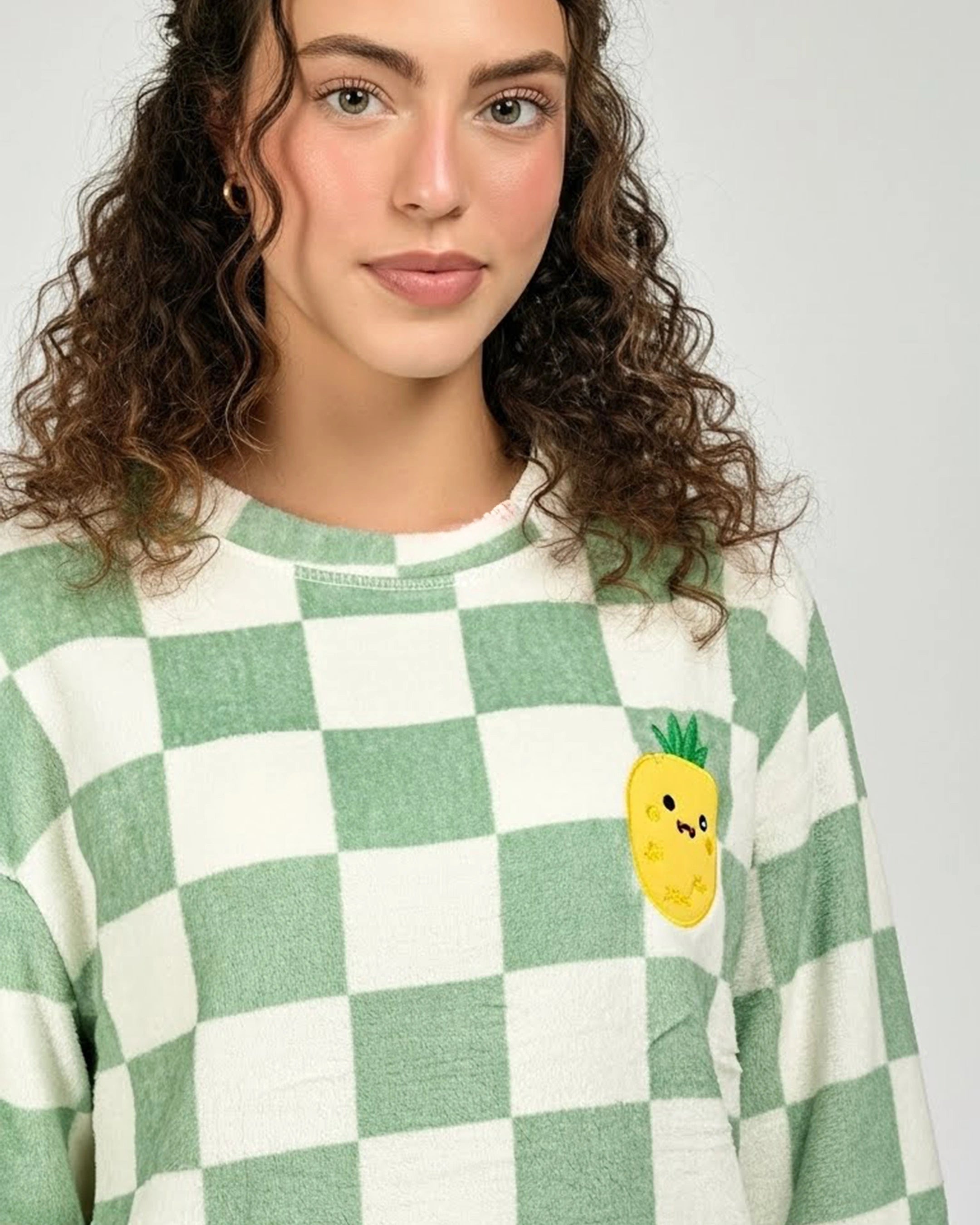 Fleece Pajama Suit - Mint Check