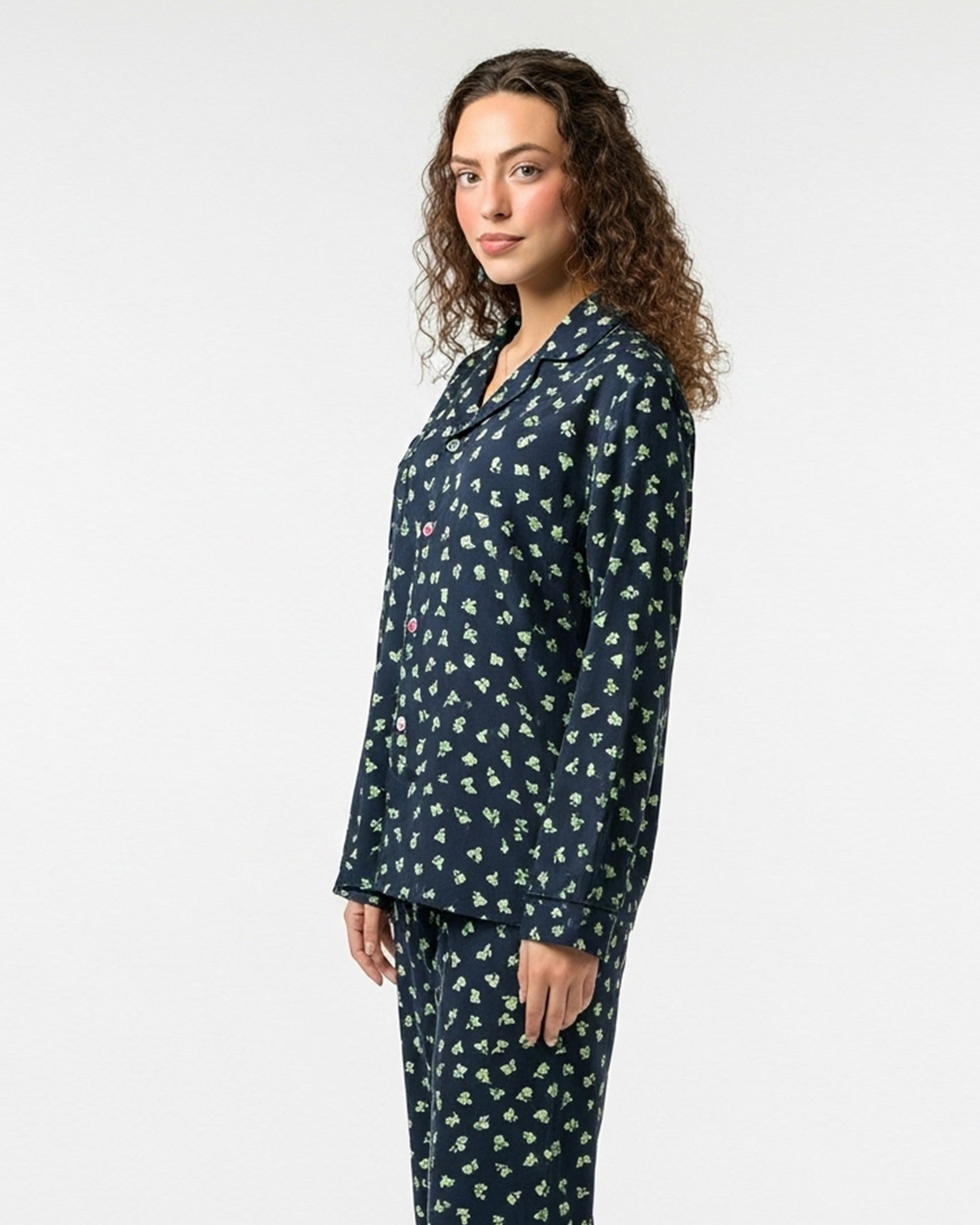 Linen Pajama Suit - Flory Night