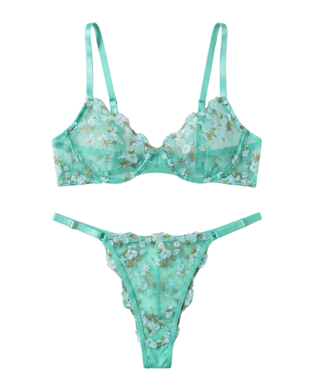 Fairy Floral Embroidery Bra and Panty set