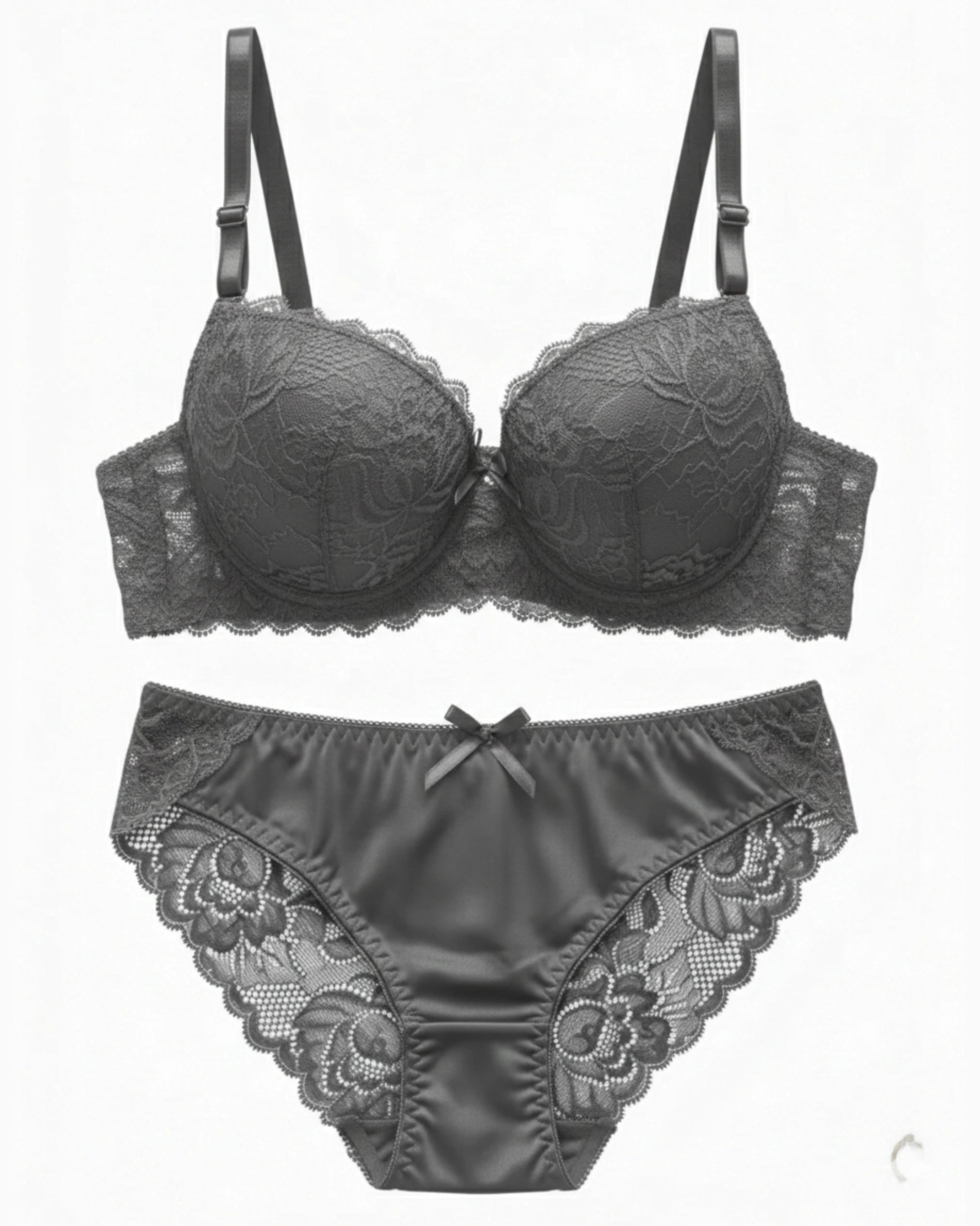 Padded Bra Set -  Embro - Grey