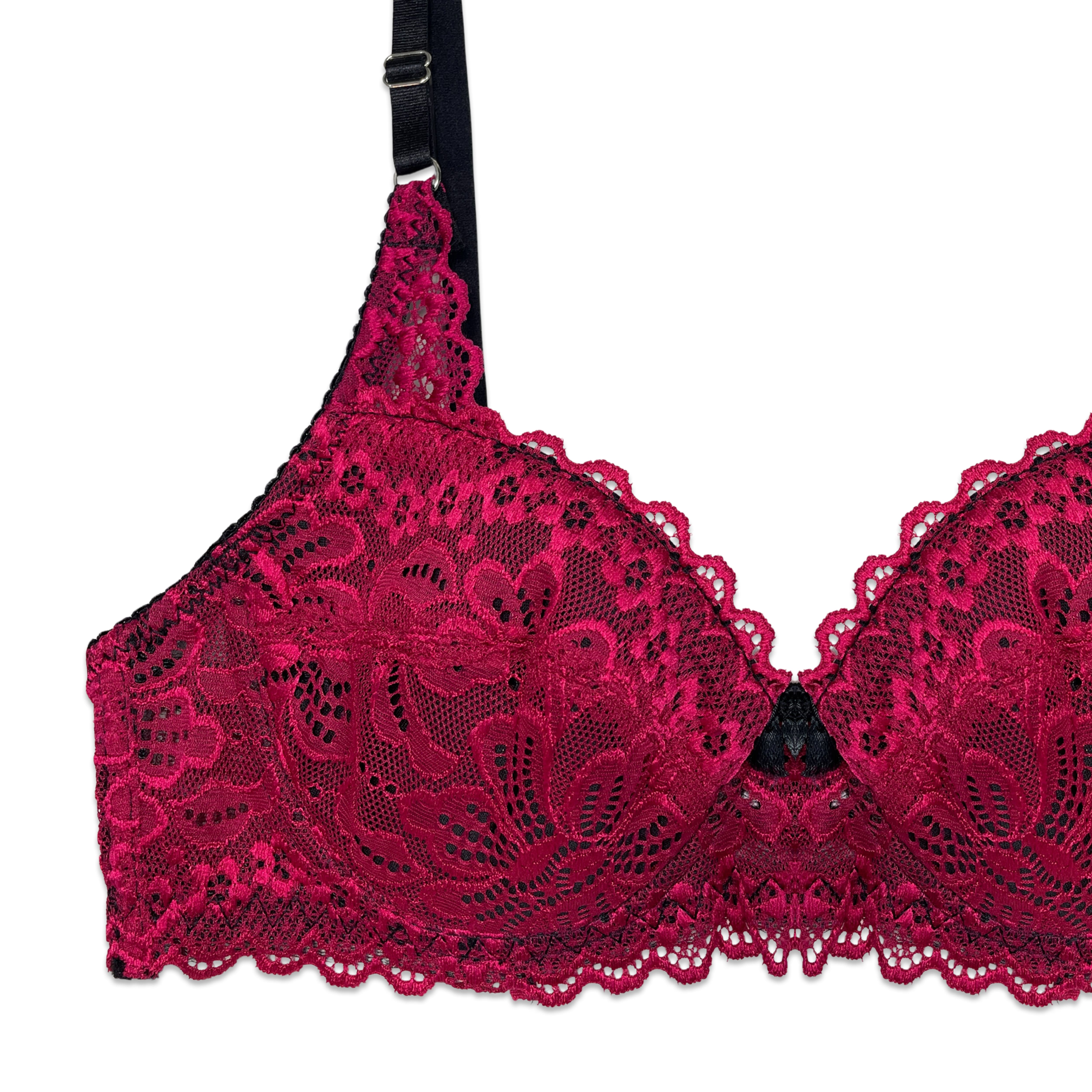 Libby Red Embroidered Non Padded Bra and Panty Set
