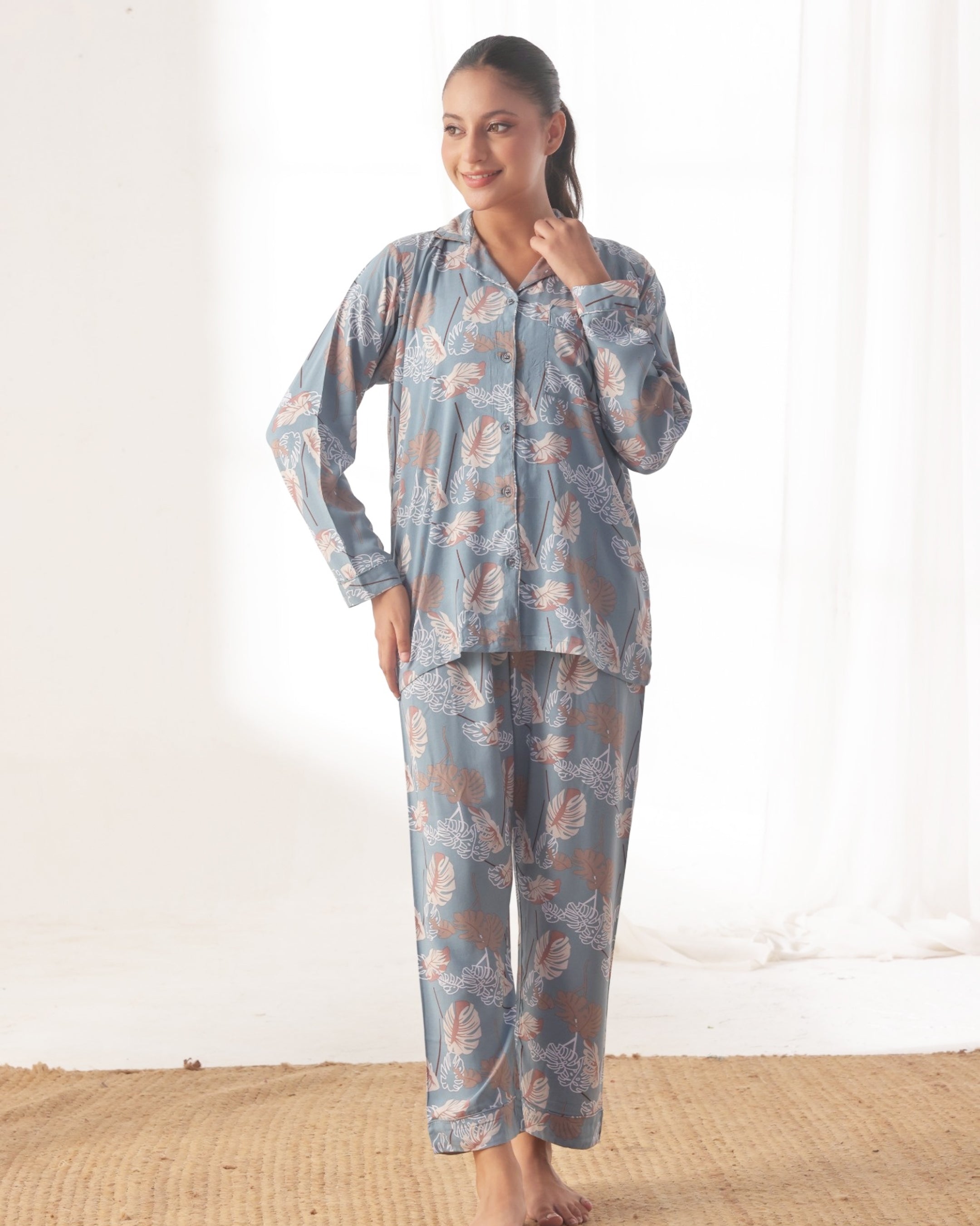 Linen Pajama Suit - Island