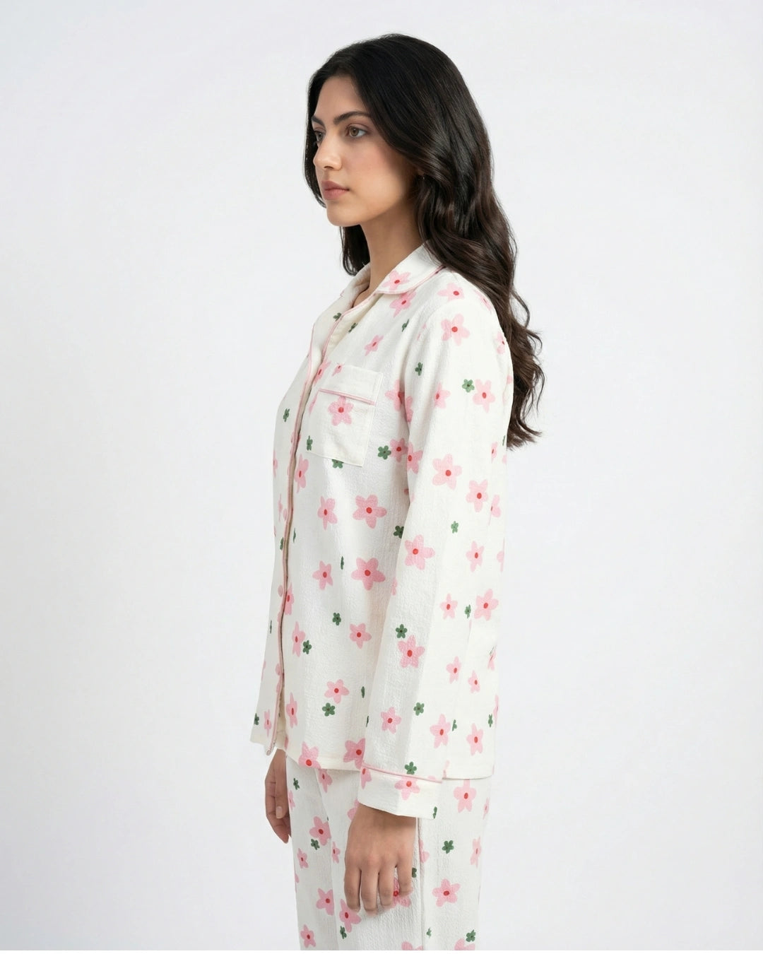 Summer Crinkled Pajama Suit - Floral Glam