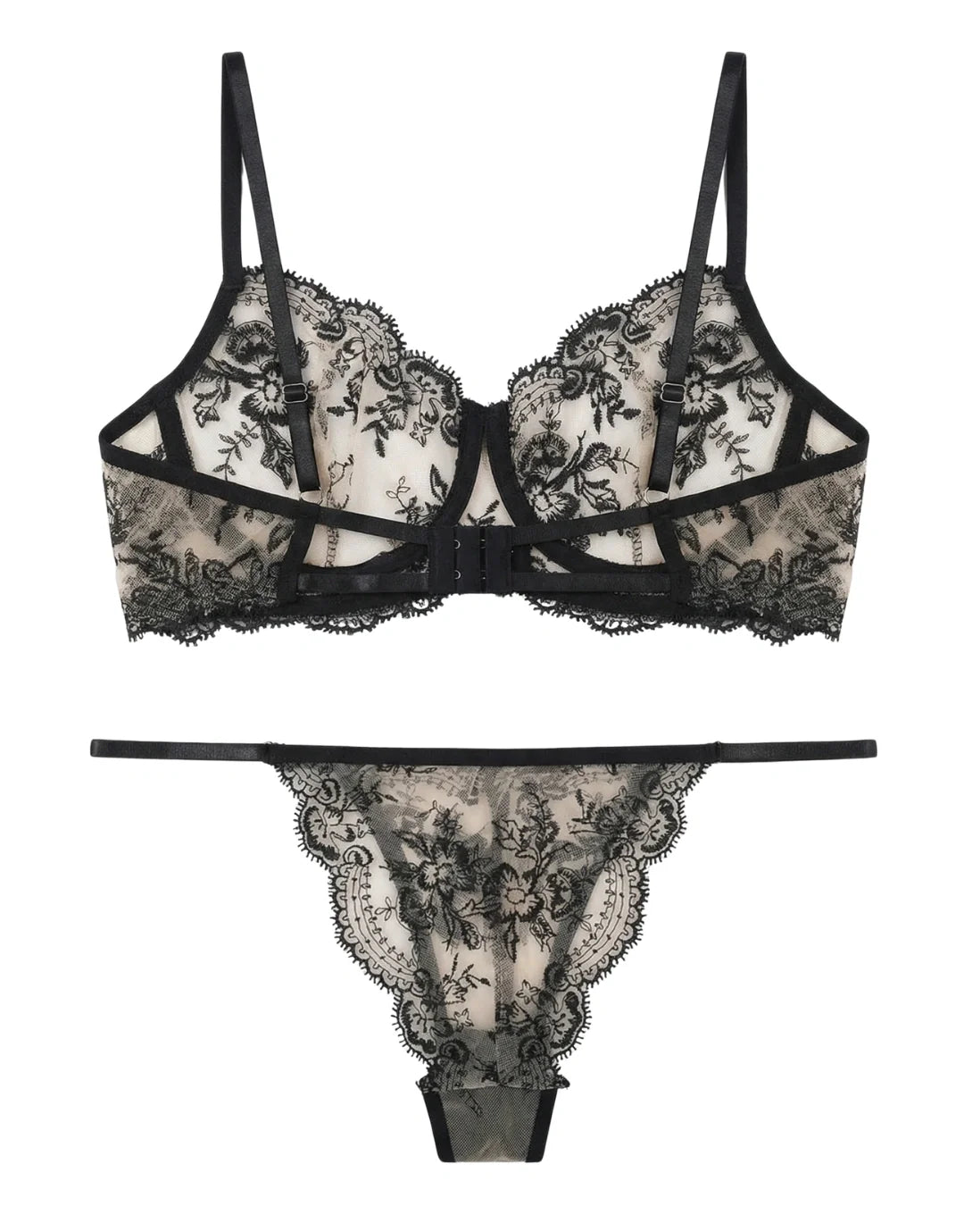 Non Padded Bra Set - Florisse - Black