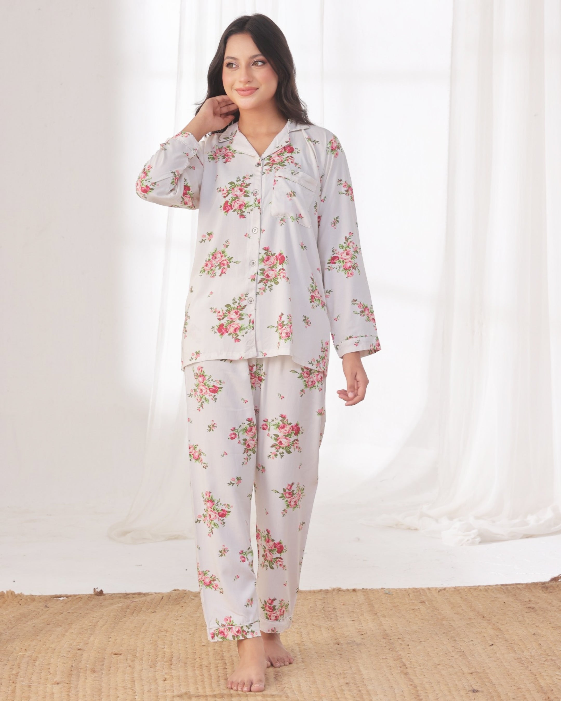 Linen Pajama Suit - Blossom Dream