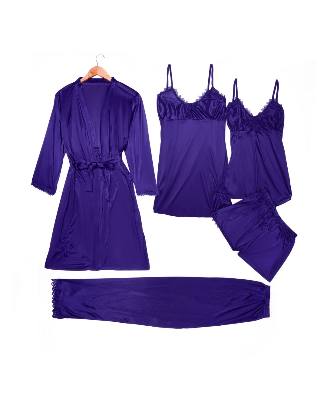 Royal Bridal Silk 5pcs Nightgown set