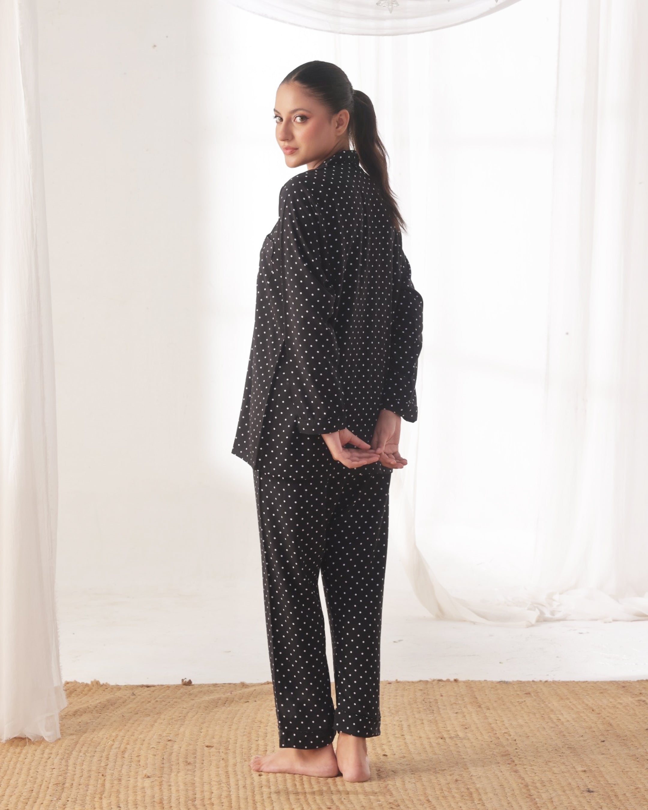Linen Pajama Suit - Dot Drape