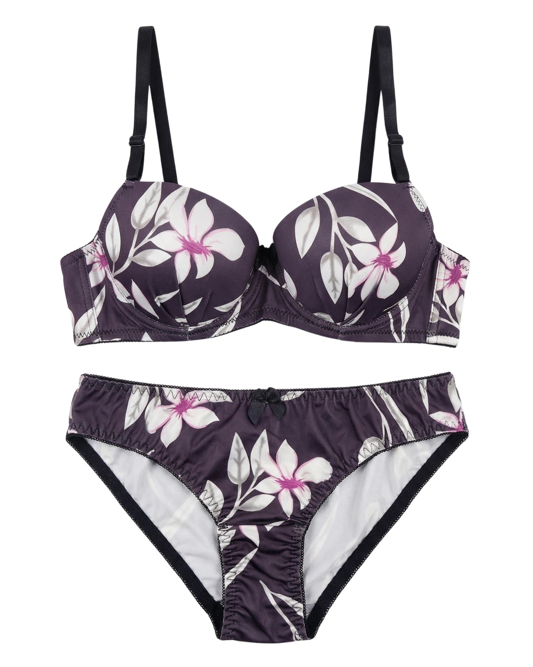 Padded Bra Set - Midnight Petal - Black