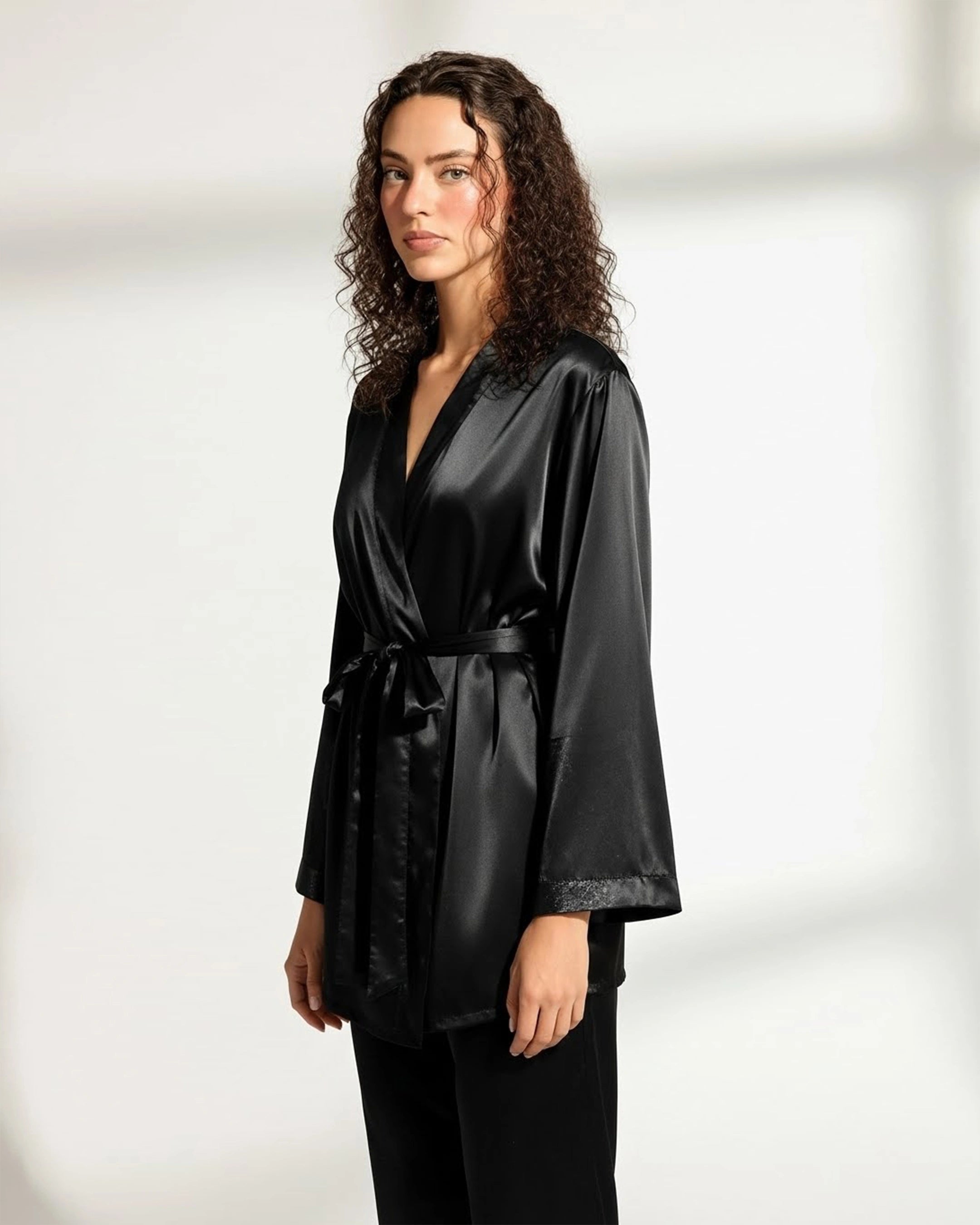 Silk PJ Set - Silk Lounge - Black