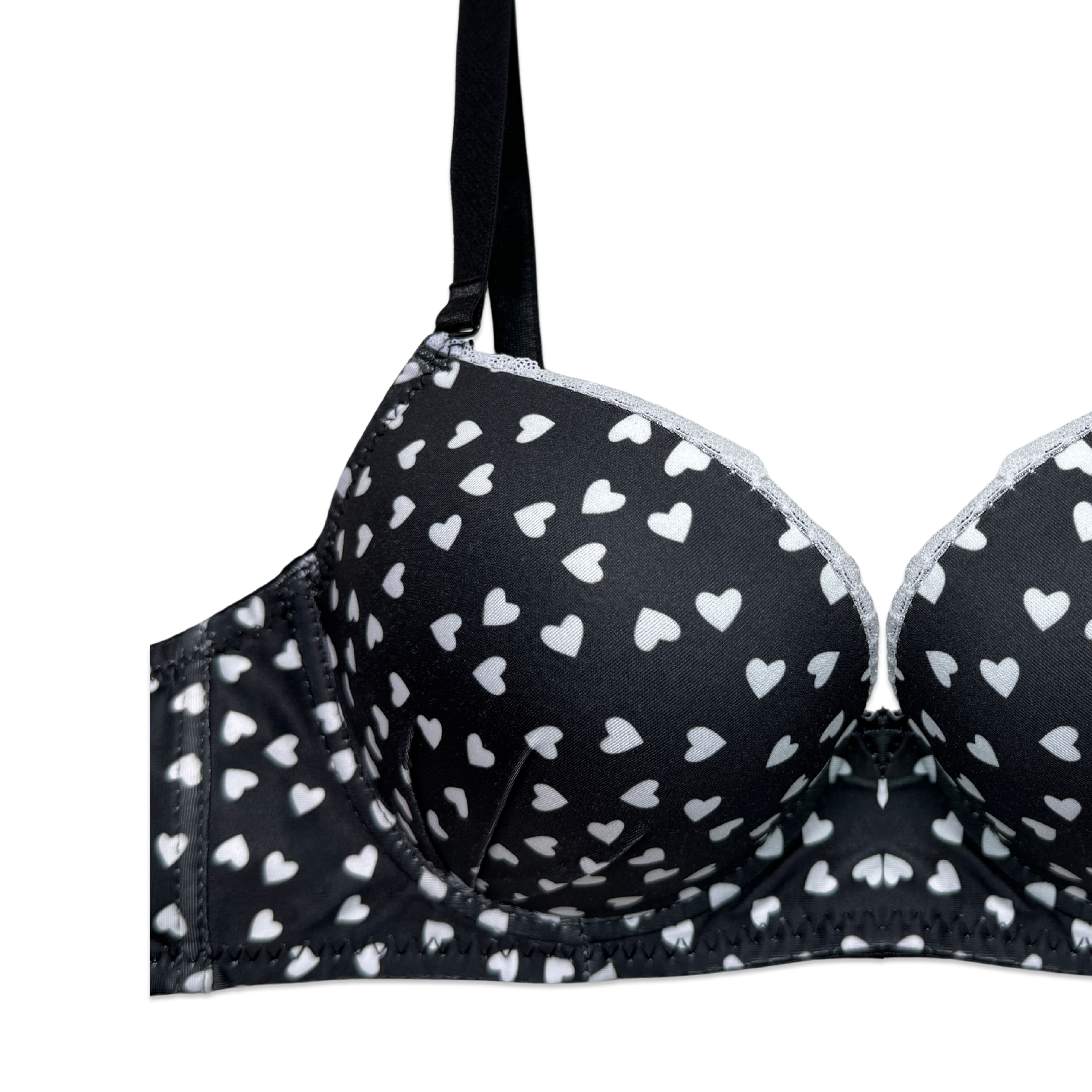 Hearts Printed Padded Bra and Panty Set