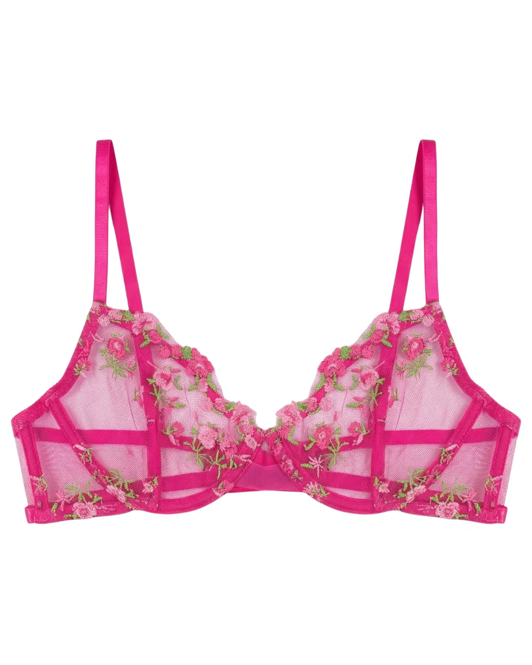 Non Padded Bra Set - Flora Zest - Pink