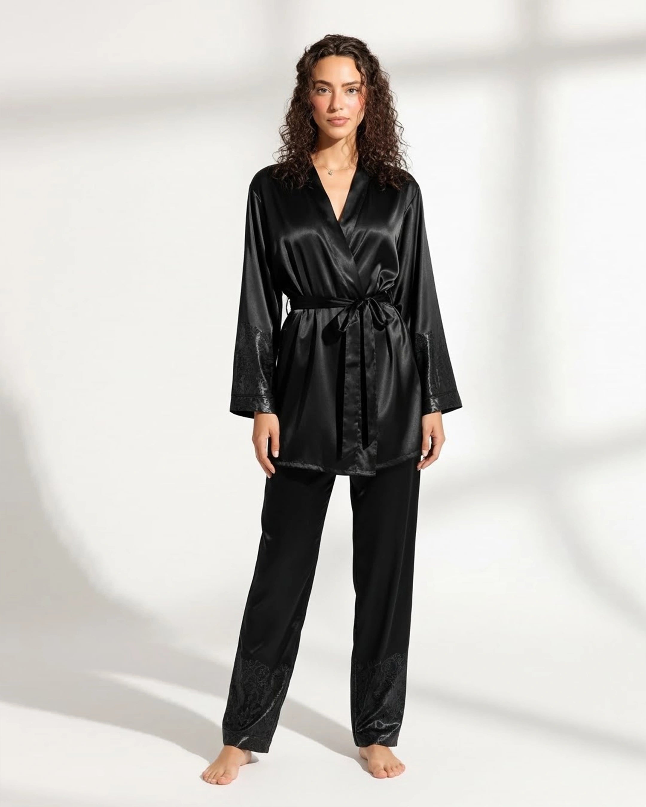 Silk PJ Set - Silk Lounge - Black
