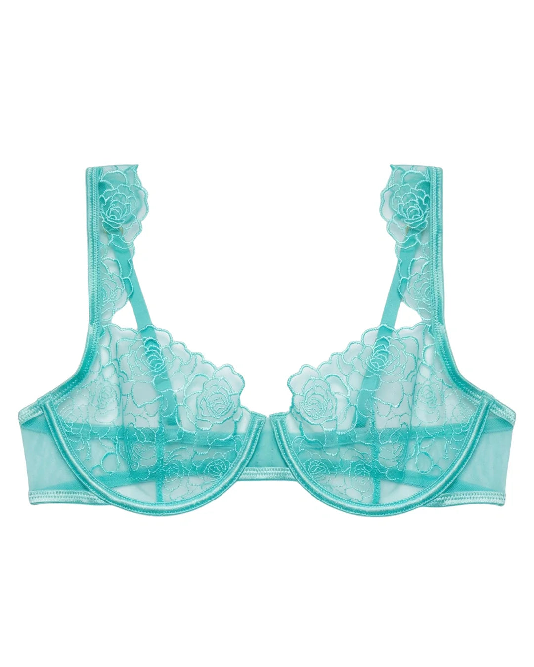 Non Padded Bra Set - Rose Veil - Aqua