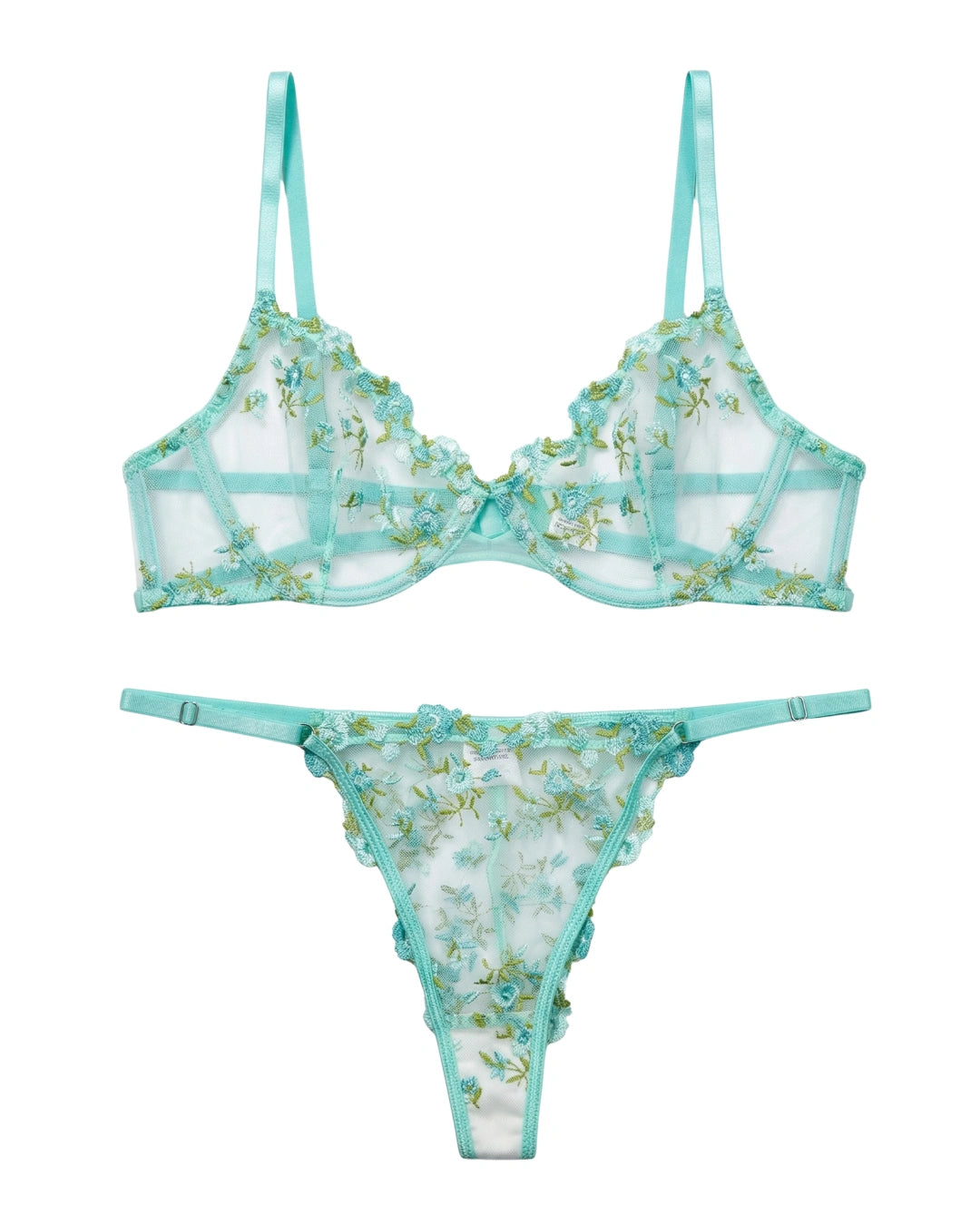 Non Padded Bra Set - Flora Zest - Soft Green