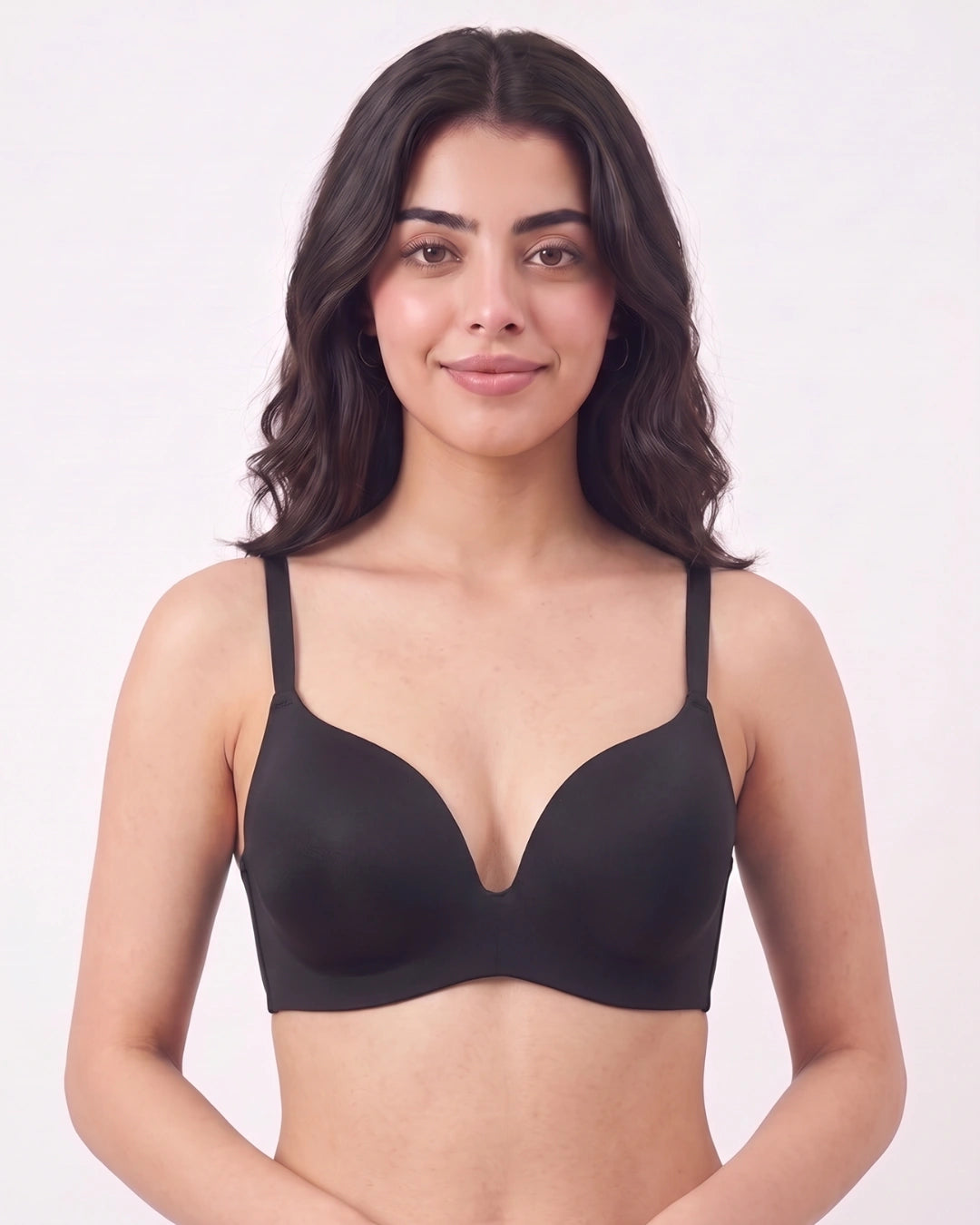 Non Wired Single Padded T-Shirt Bra - Elle - Black