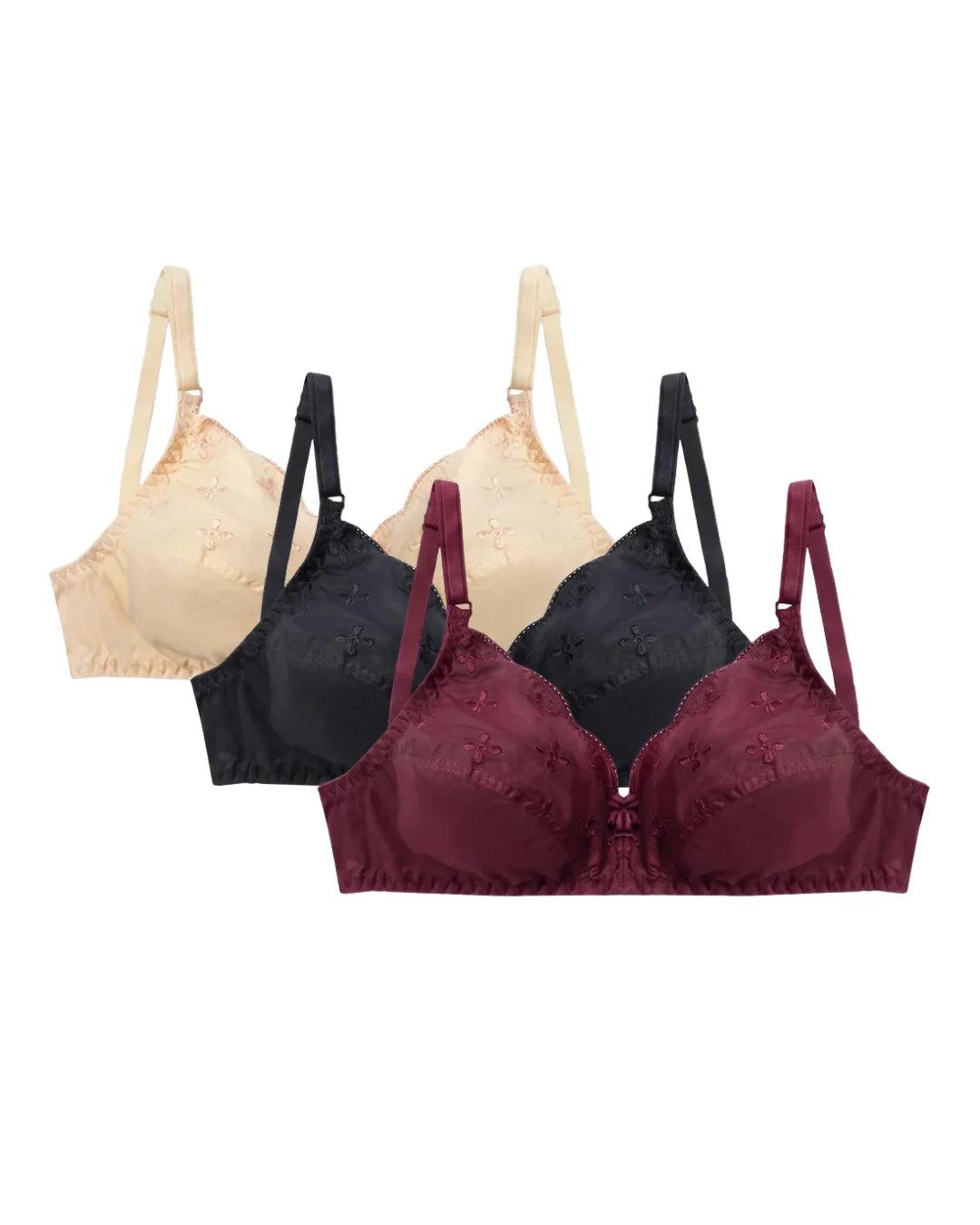 Pack Of 3 Floral Whisper Casual Non Padded Wireless Bra