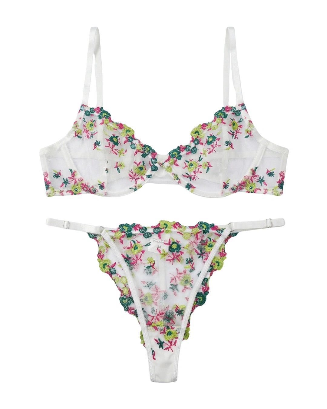 Non Padded Bra Set - Flora Zest - Green