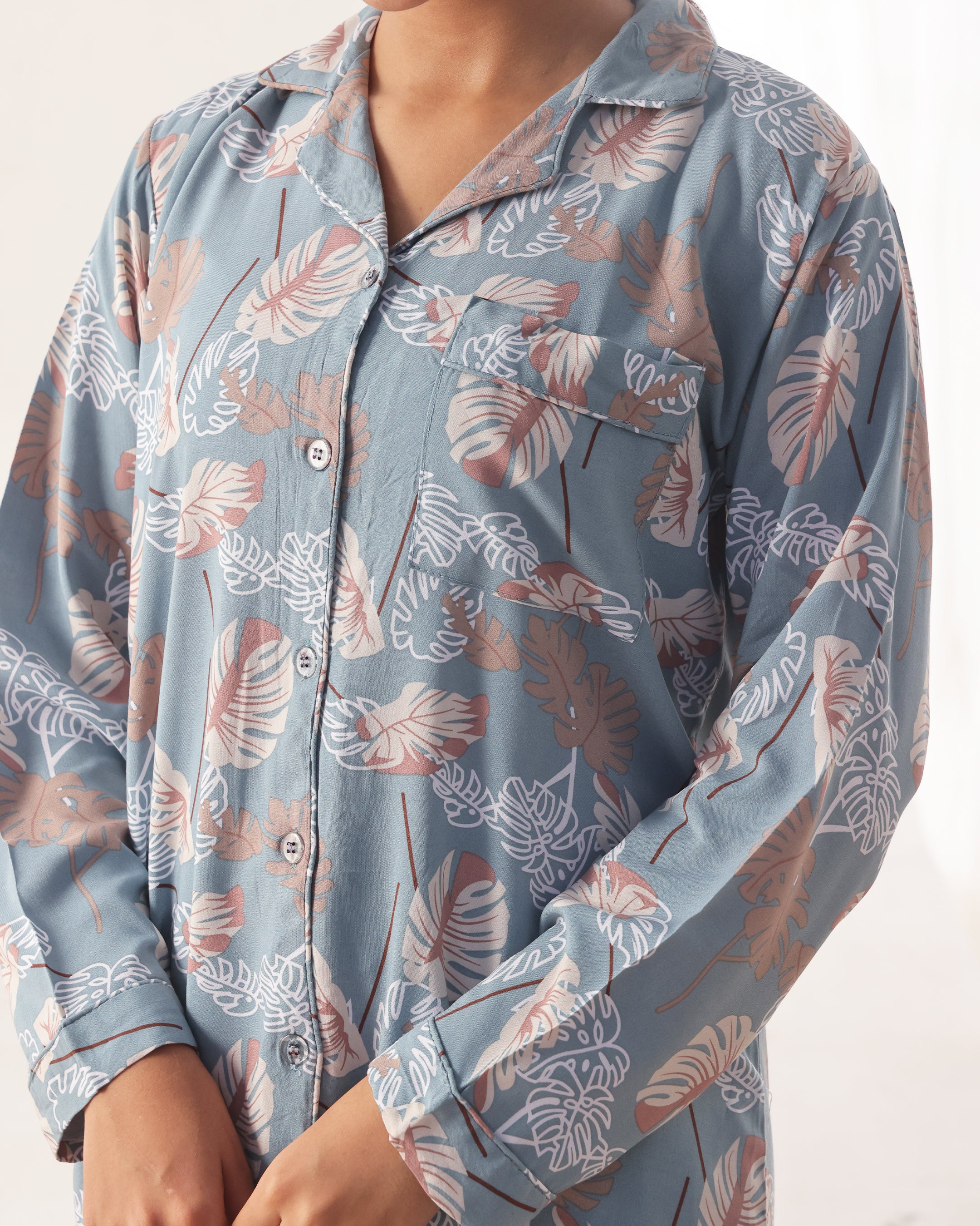 Linen Pajama Suit - Island