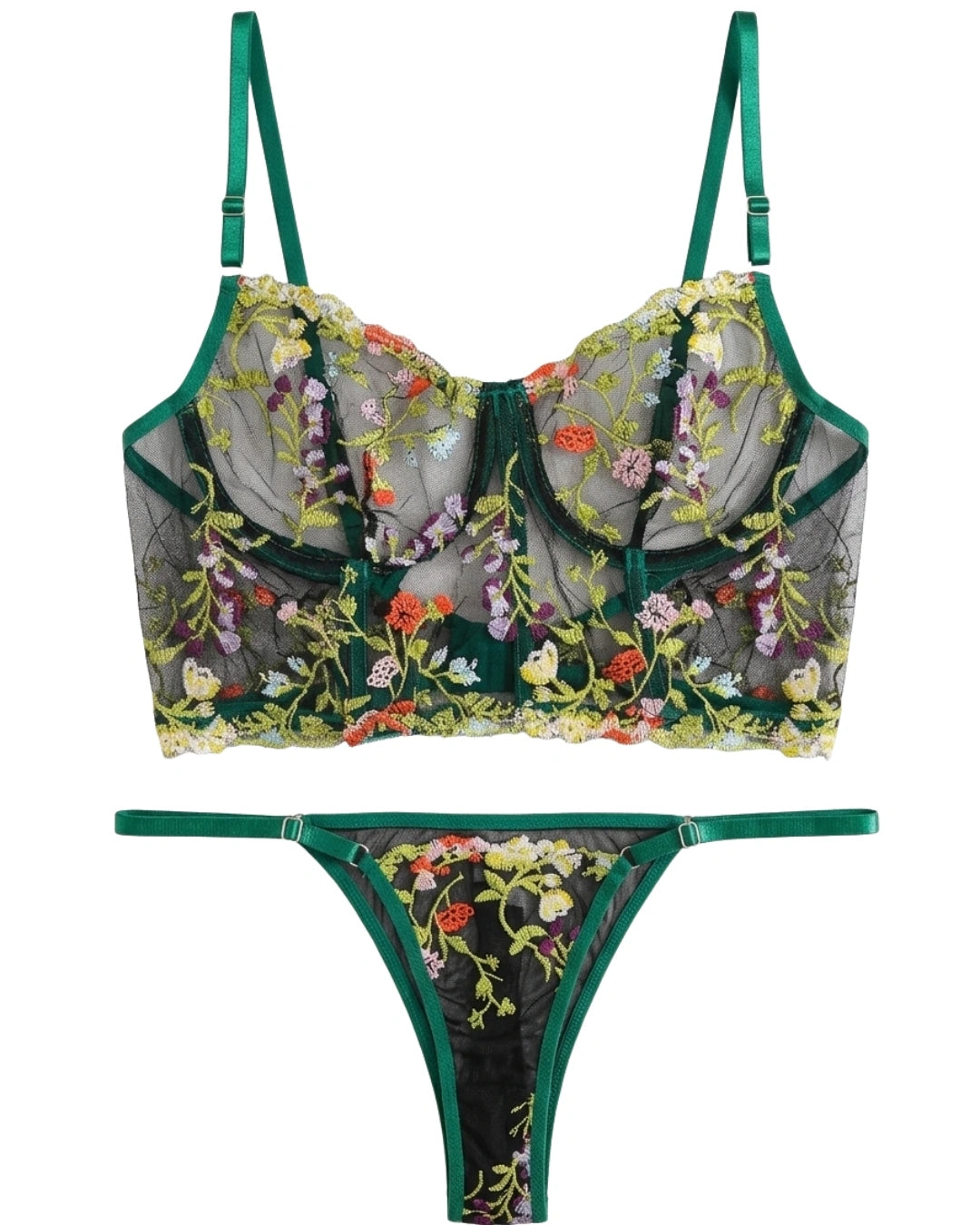 Non Padded Bra Set - Alvyn - Green