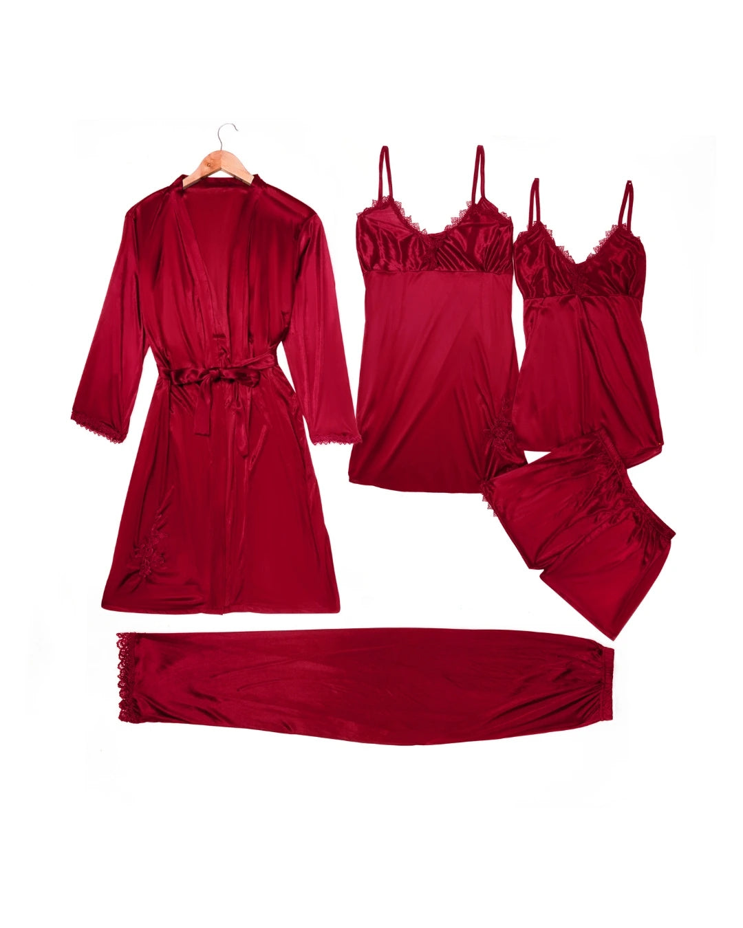Royal Bridal Silk 5pcs Nightgown set