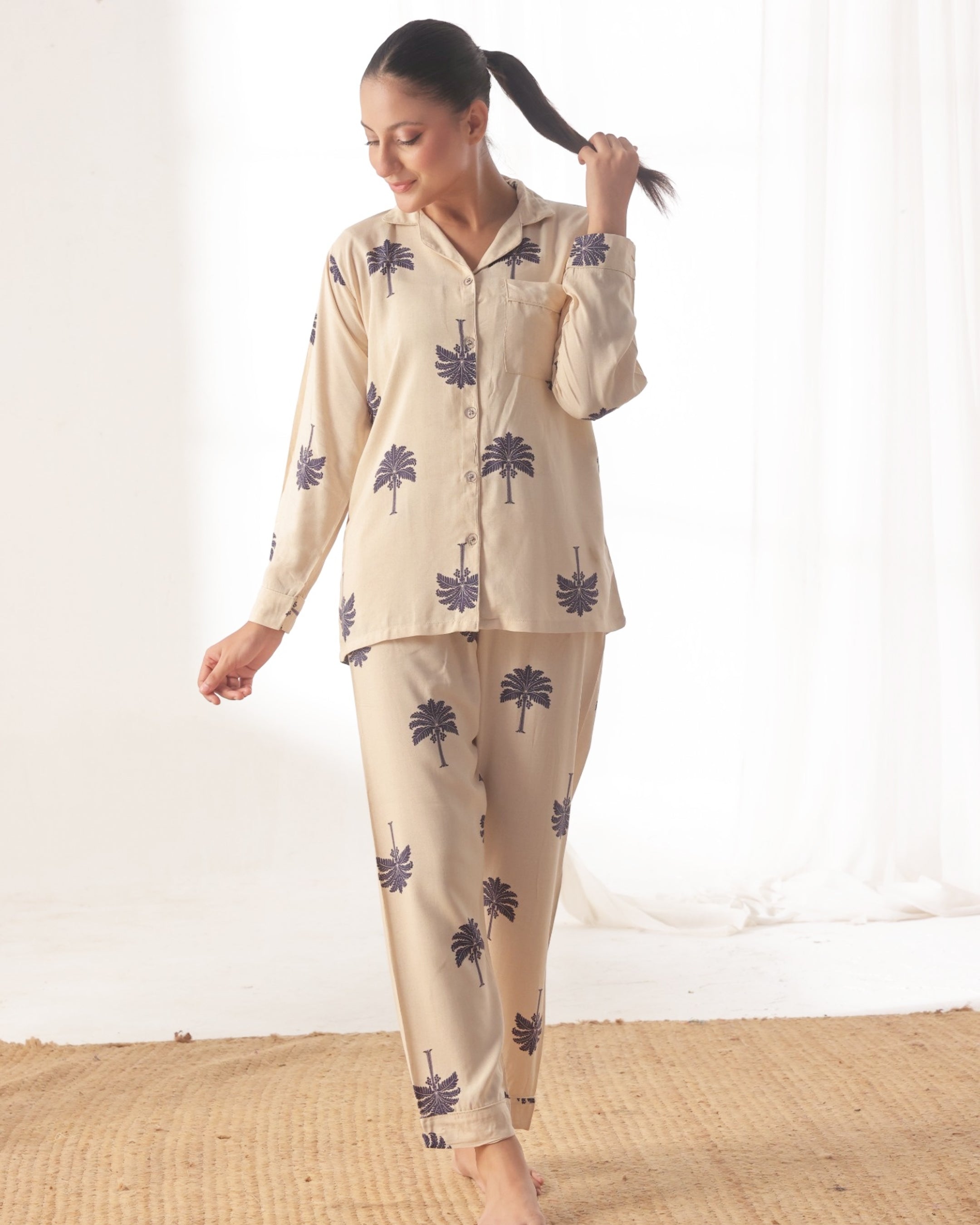 Linen Pajama Suit - Leaf Loom