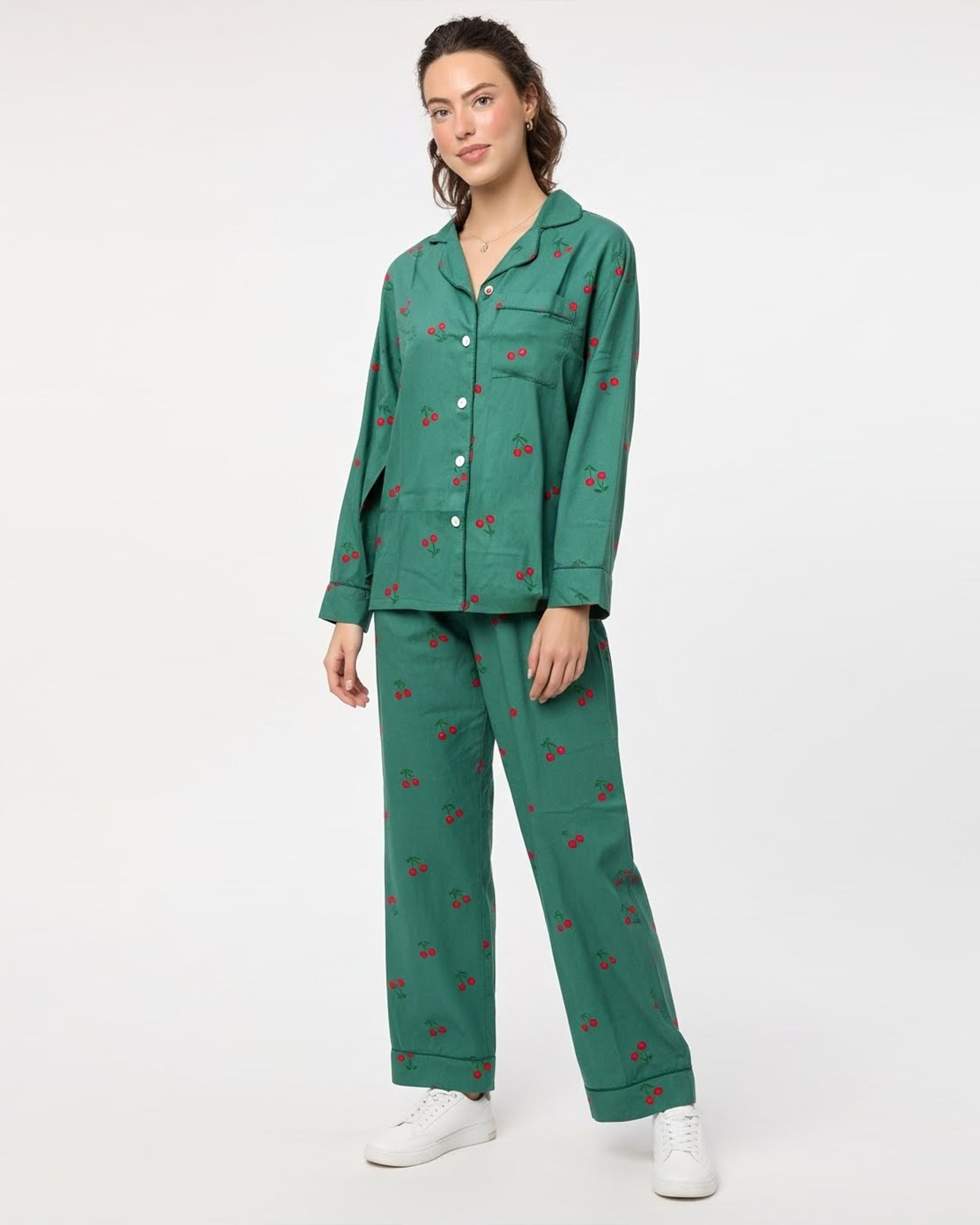 Linen Pajama Suit - Cherry Mood