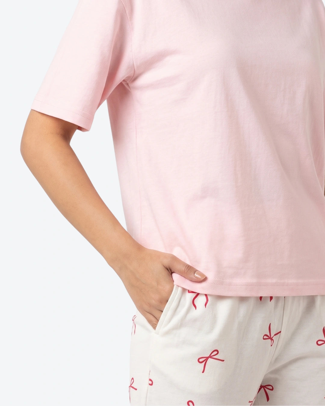 Cotton PJ Set - Bow Bliss - Pink