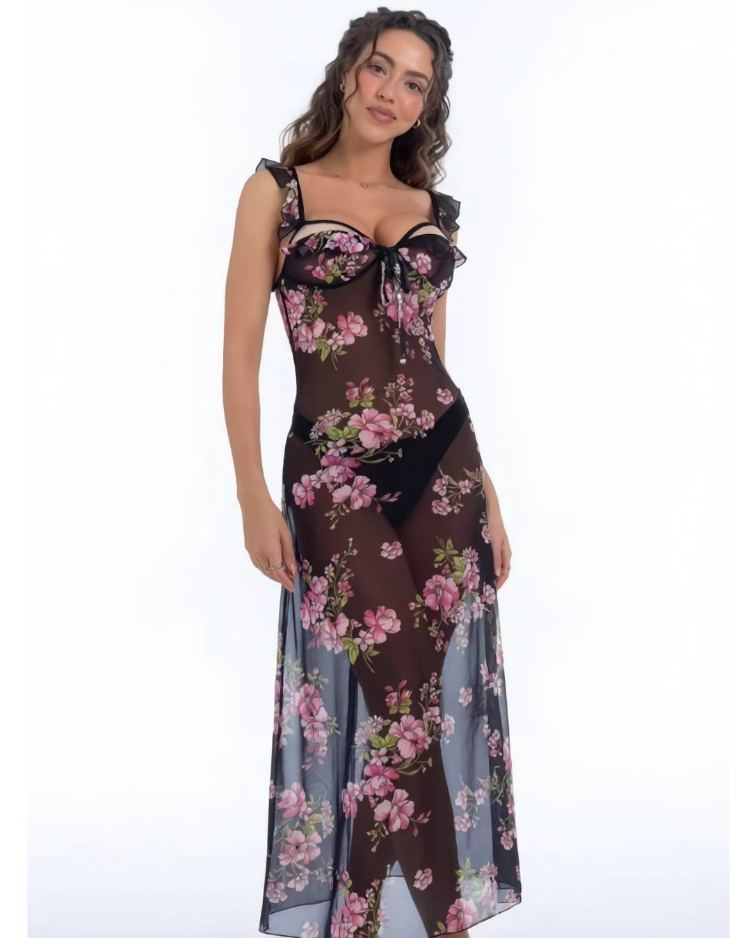 Lingerie Gown – Eclipse - Black Floral