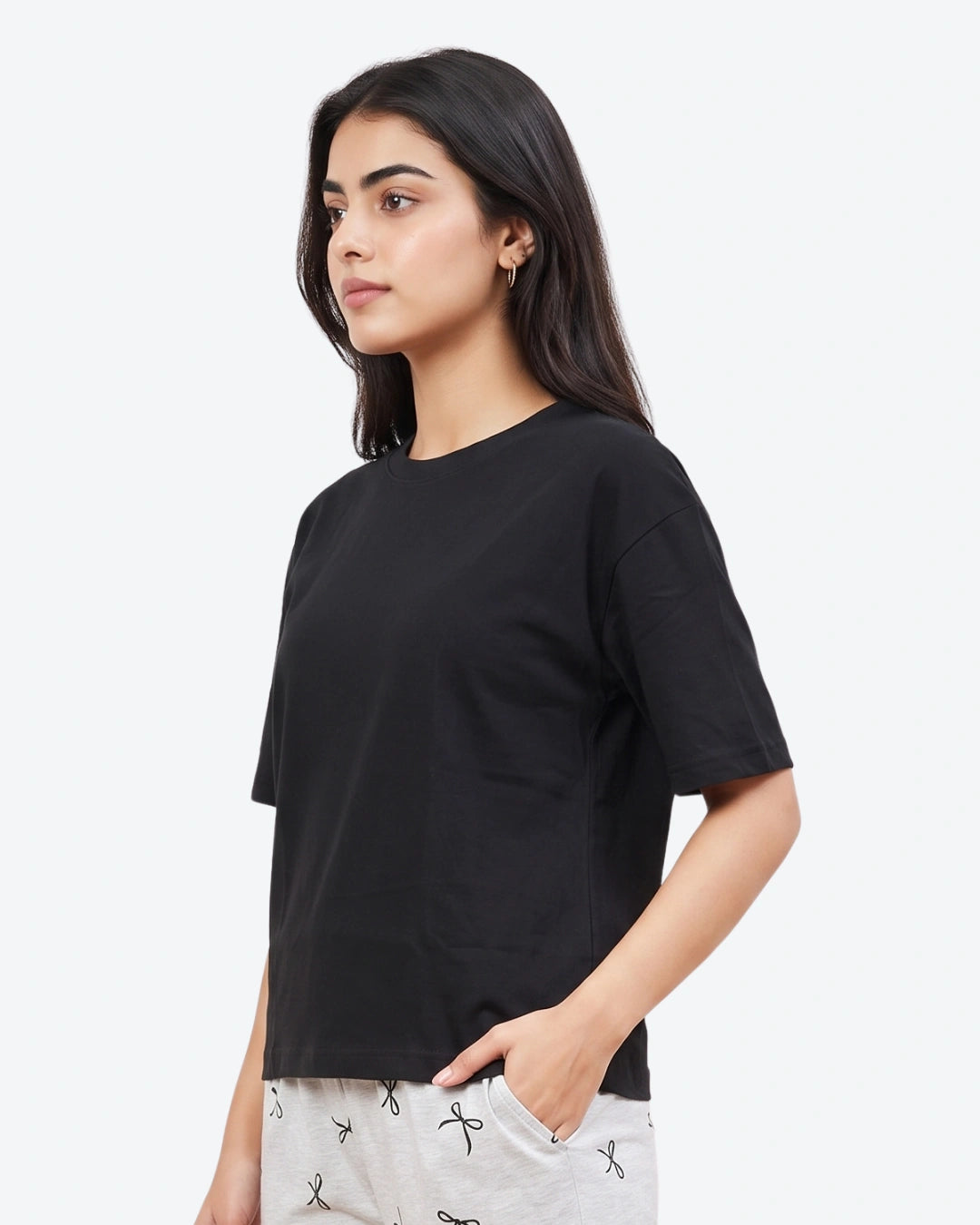 Cotton PJ Set - Bow Bliss - Black