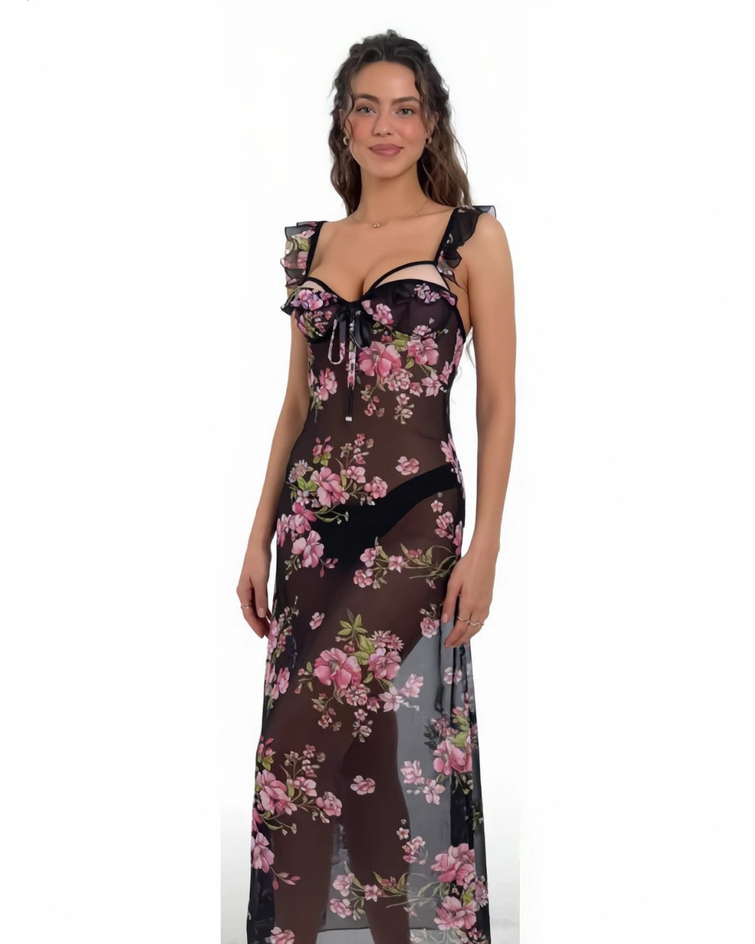 Lingerie Gown – Eclipse - Black Floral