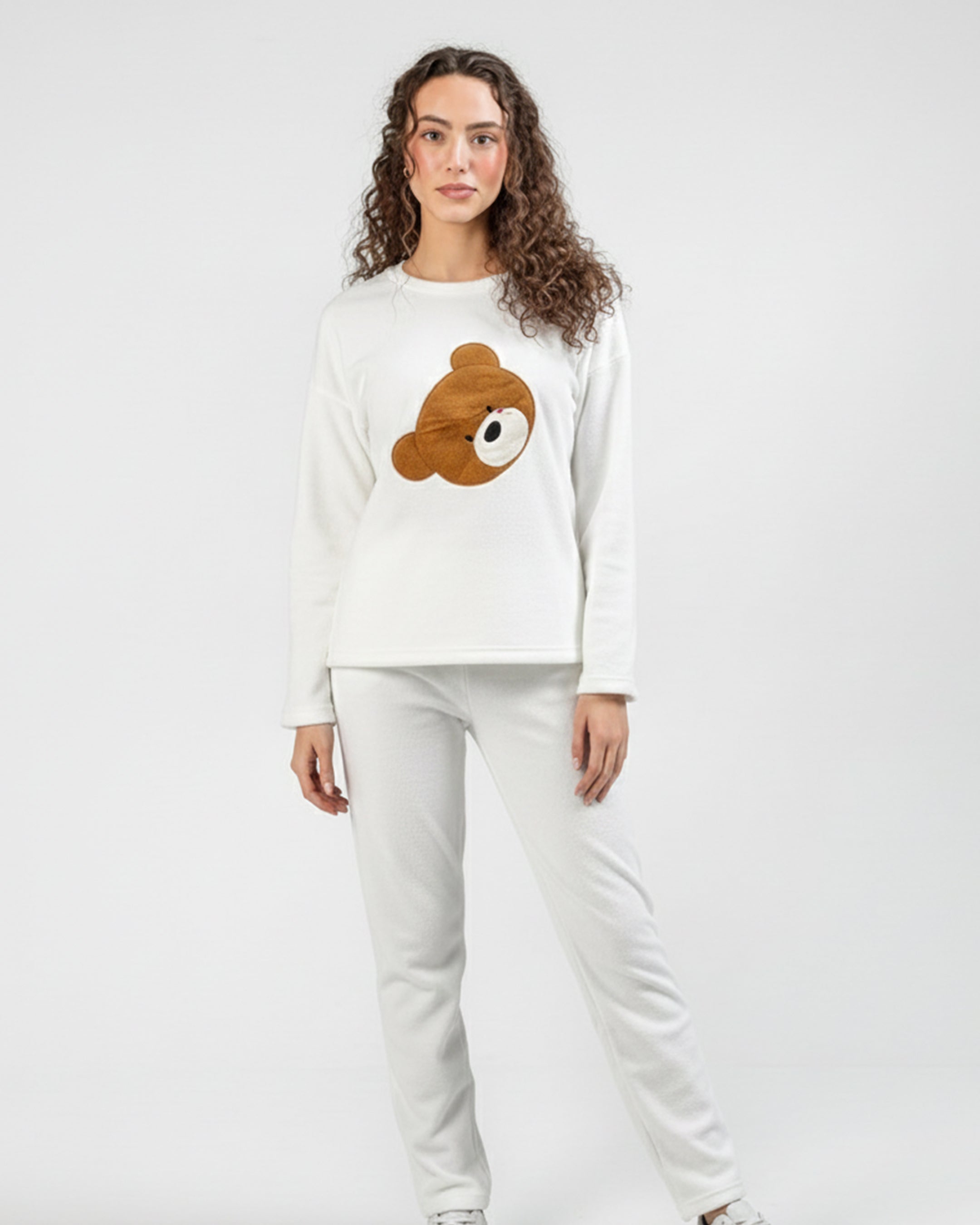 Fleece Pajama Suit - White Teddy