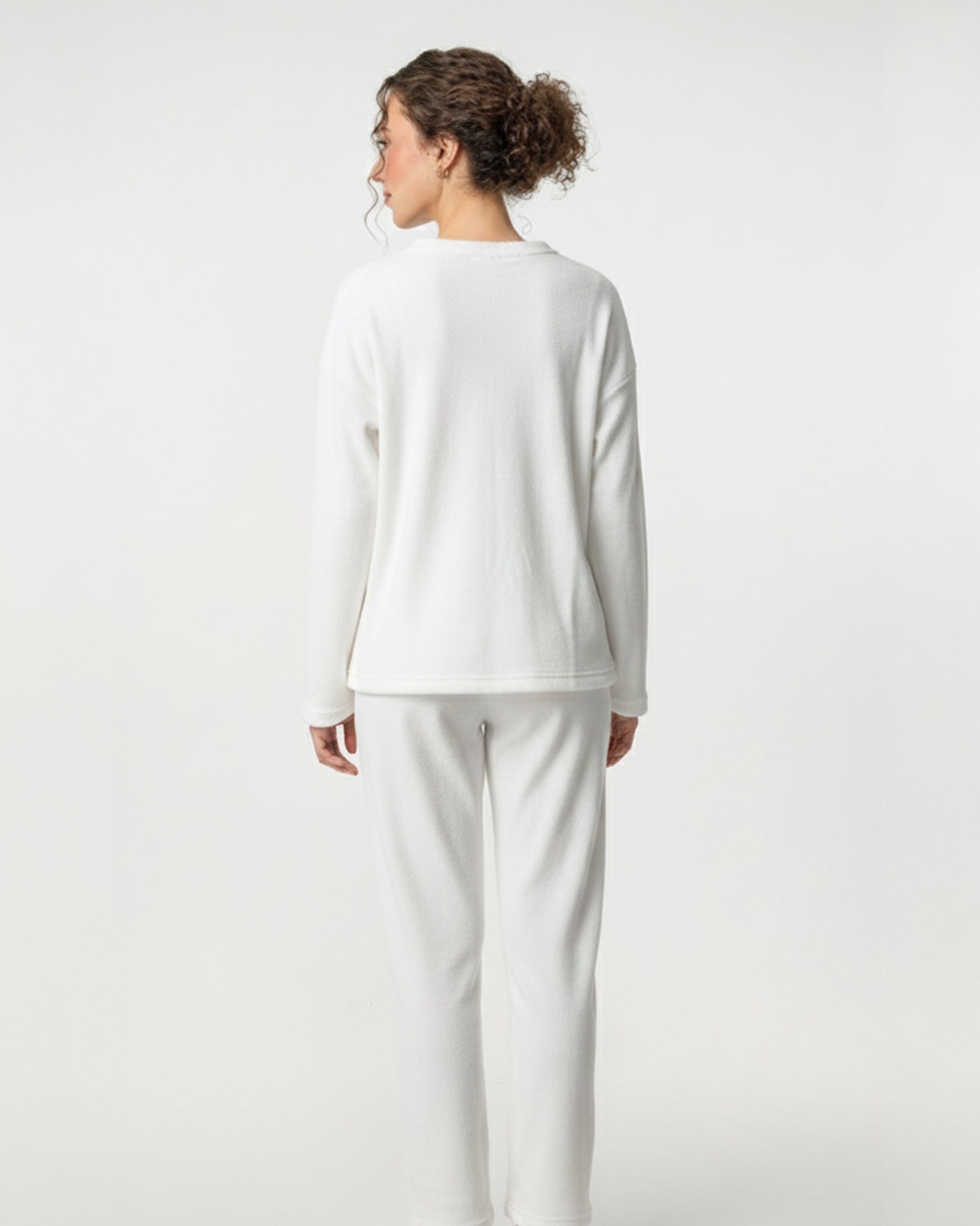 Fleece Pajama Suit - White Teddy