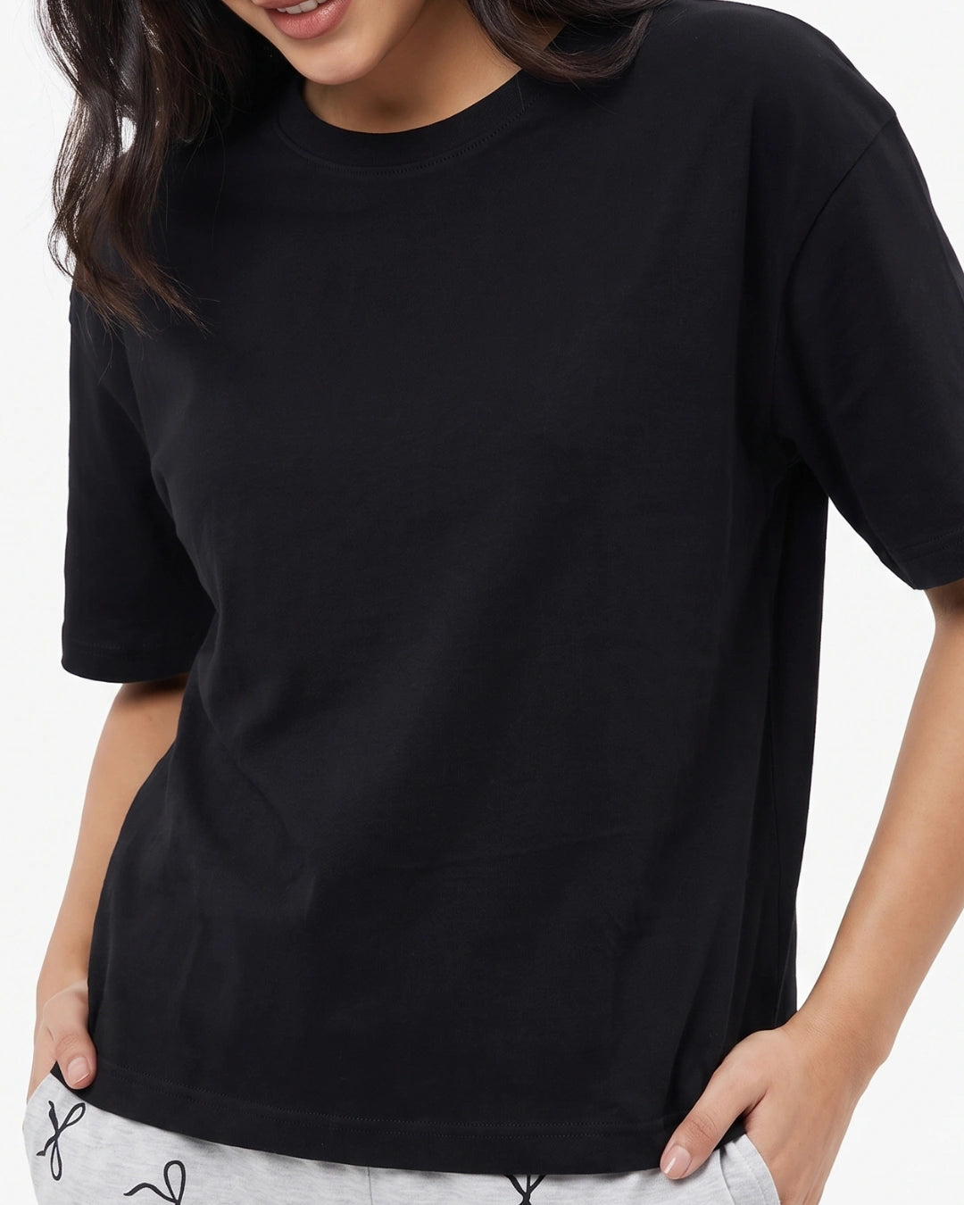 Cotton PJ Set - Bow Bliss - Black