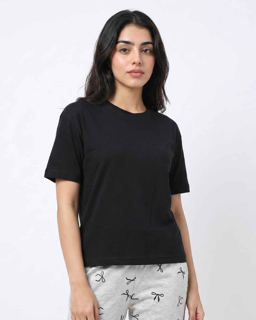 Cotton PJ Set - Bow Bliss - Black