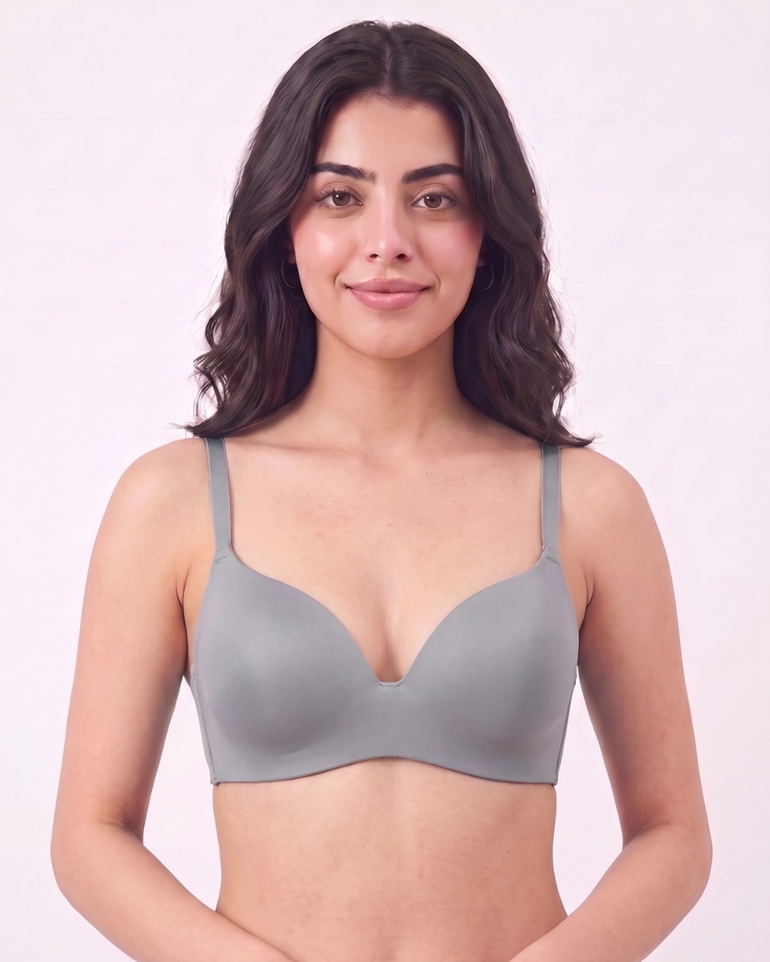 Non Wired Single Padded T-Shirt Bra - Elle - Grey