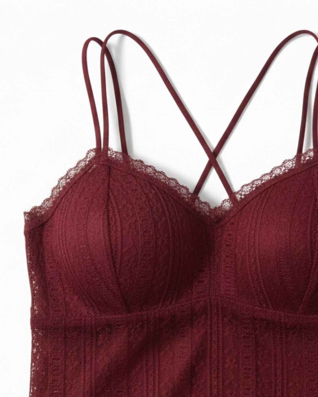 Padded Bralette - Mesh Stride - Maroon
