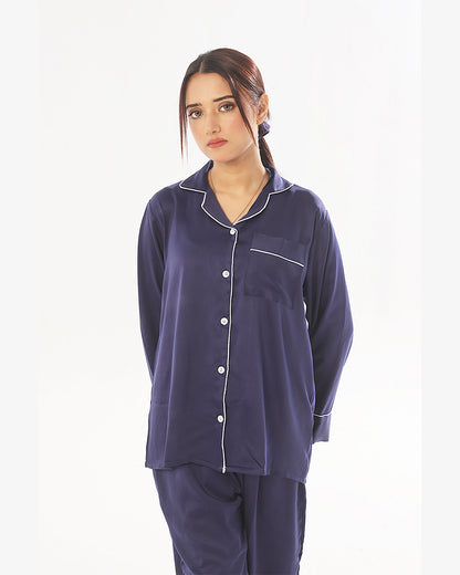 Sajiero Silk Pajama Suit with Scrunchie - Pearl