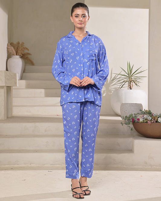 Sajiero Linen Pajama Suit with Scrunchie - Dreamy Drape