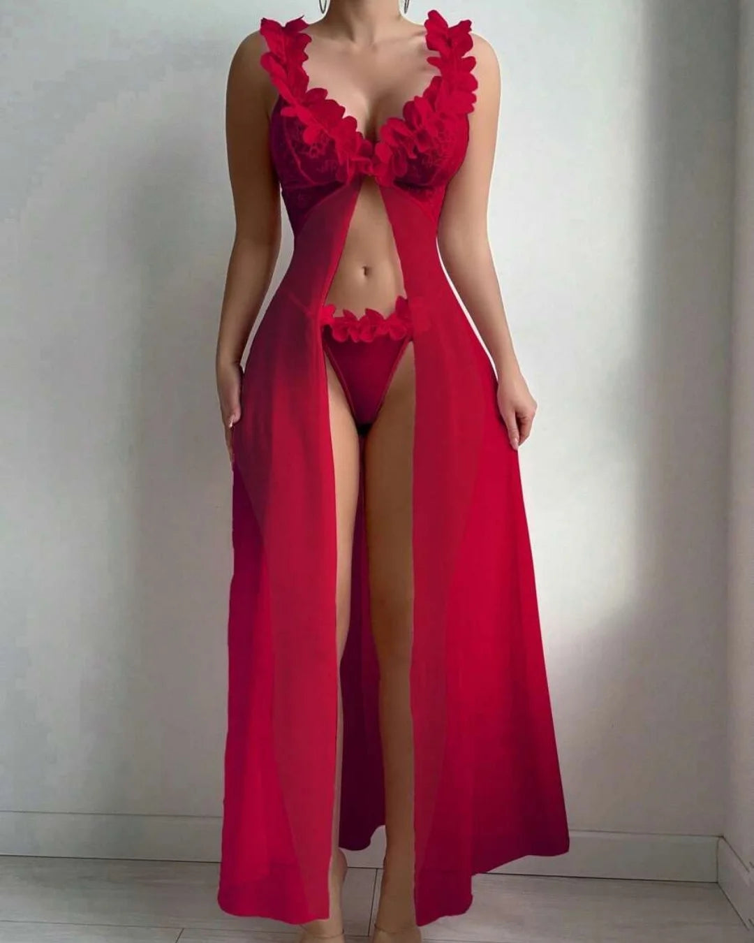 Babydoll Gown Set - Bloomsbury - Maroon