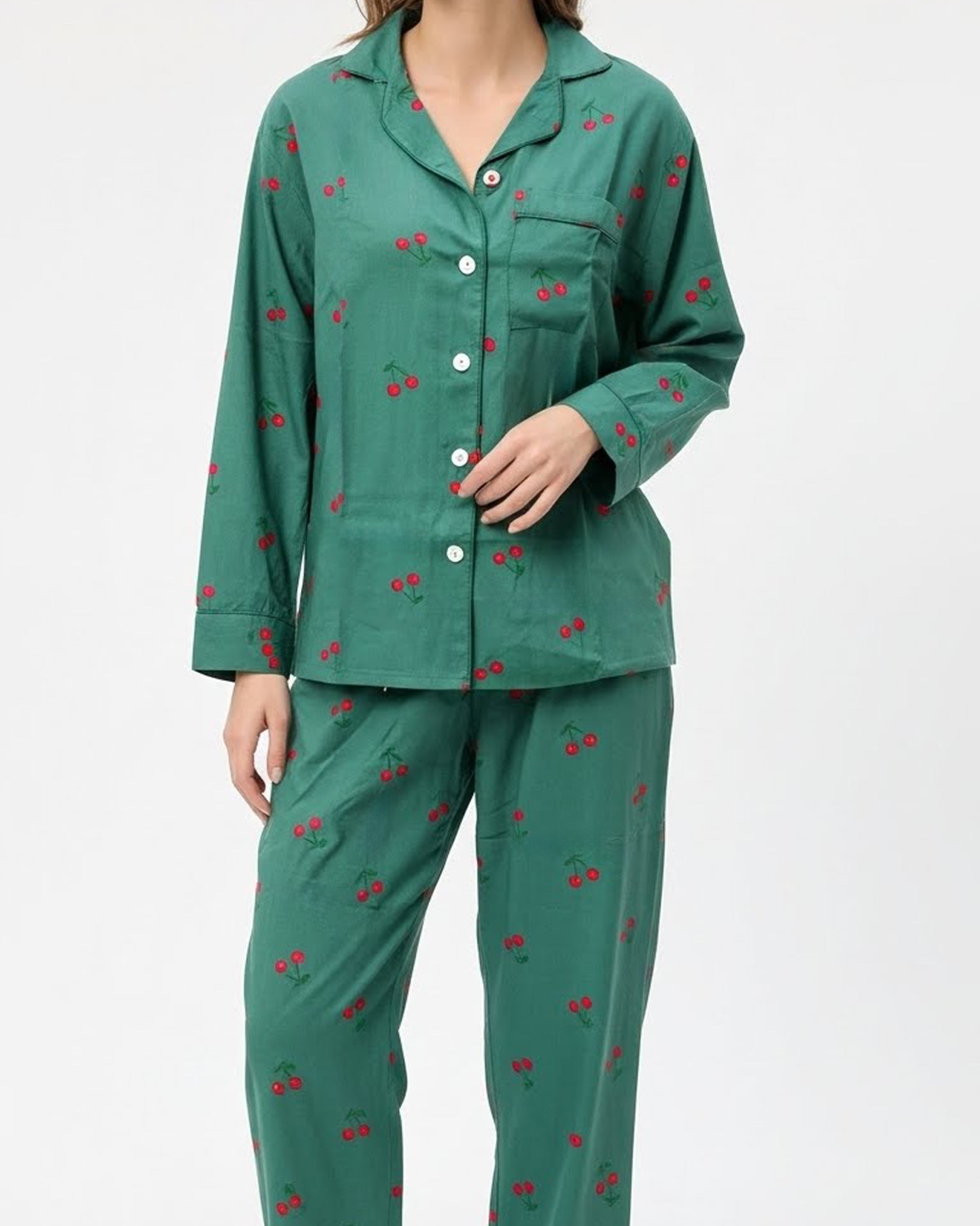 Linen Pajama Suit - Cherry Mood