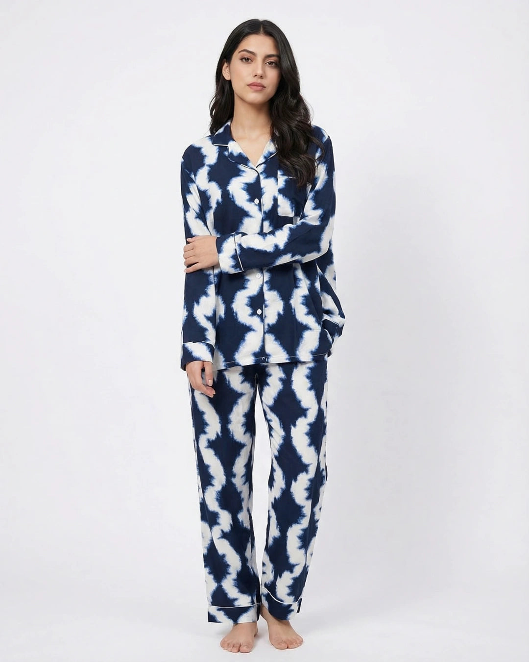 Linen Pajama Suit - Ocean Mist