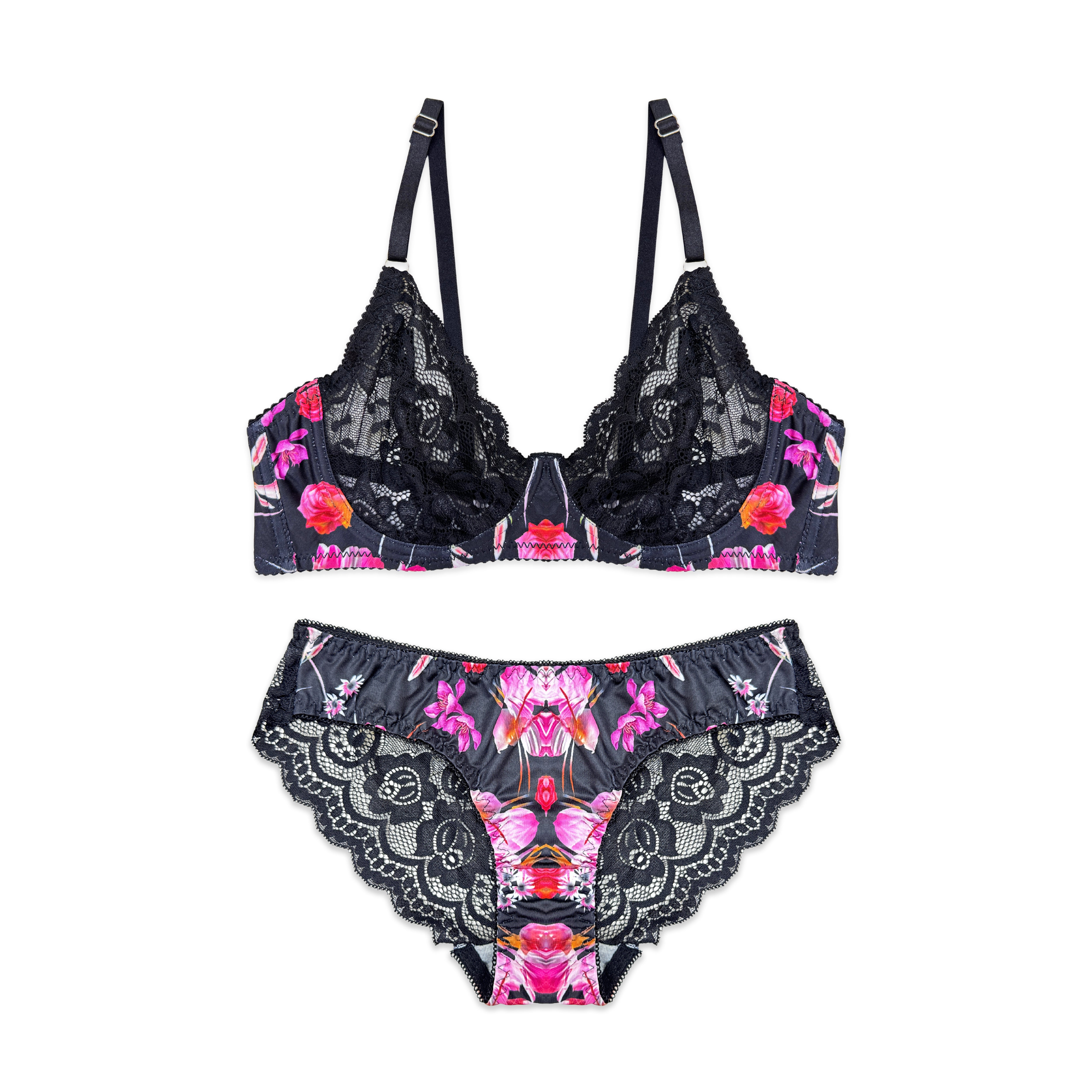 Rose Punch Non Padded Bra and Panty Set